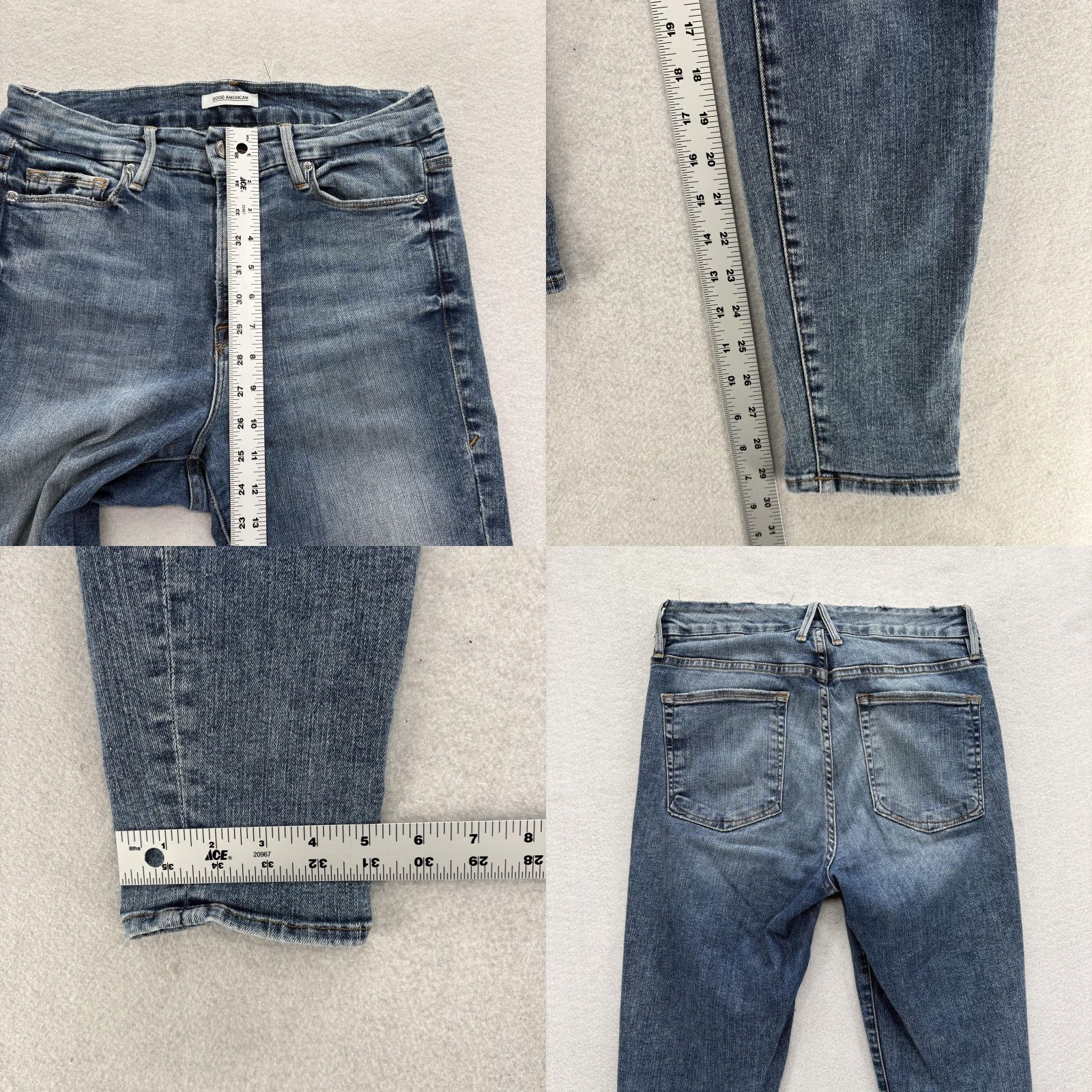 Good American Good American Jeans Womens 10/30 Distressed Ankle Skinny Medium Blue Jeans Size 32" / US 10 / IT 46 - 8 Thumbnail