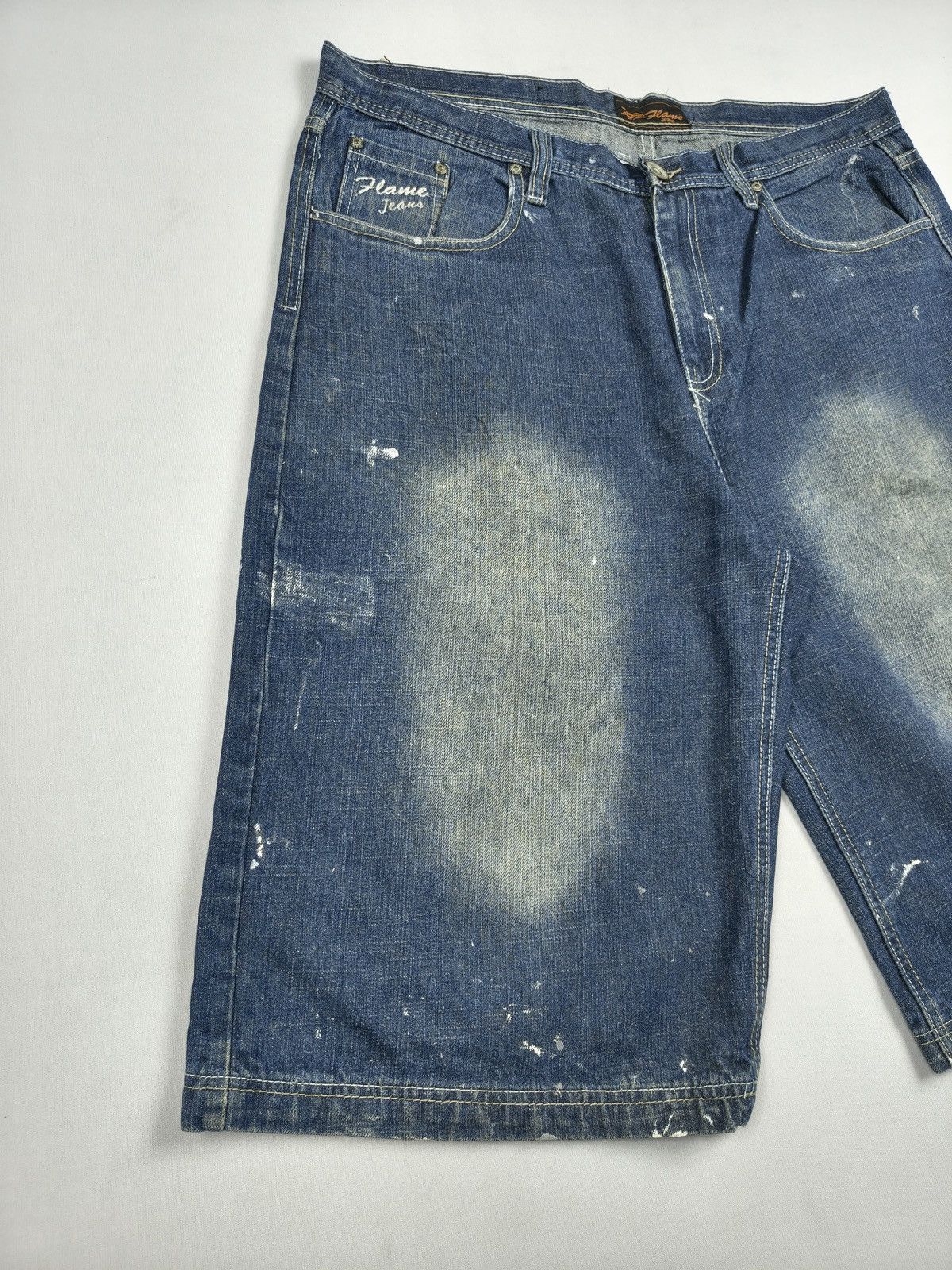 Southpole Flame Jeans Distressed AOP Biker Hip-Hop Jorts. (069) Size US 38 / EU 54 - 8 Thumbnail