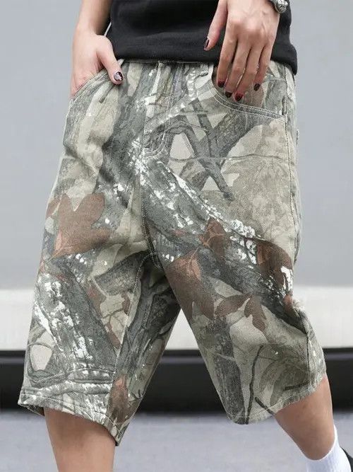 Japanese Brand × Vintage Camo Cargo Y2k Shorts Jorts Denim Size US 32 / EU 48 - 3 Thumbnail