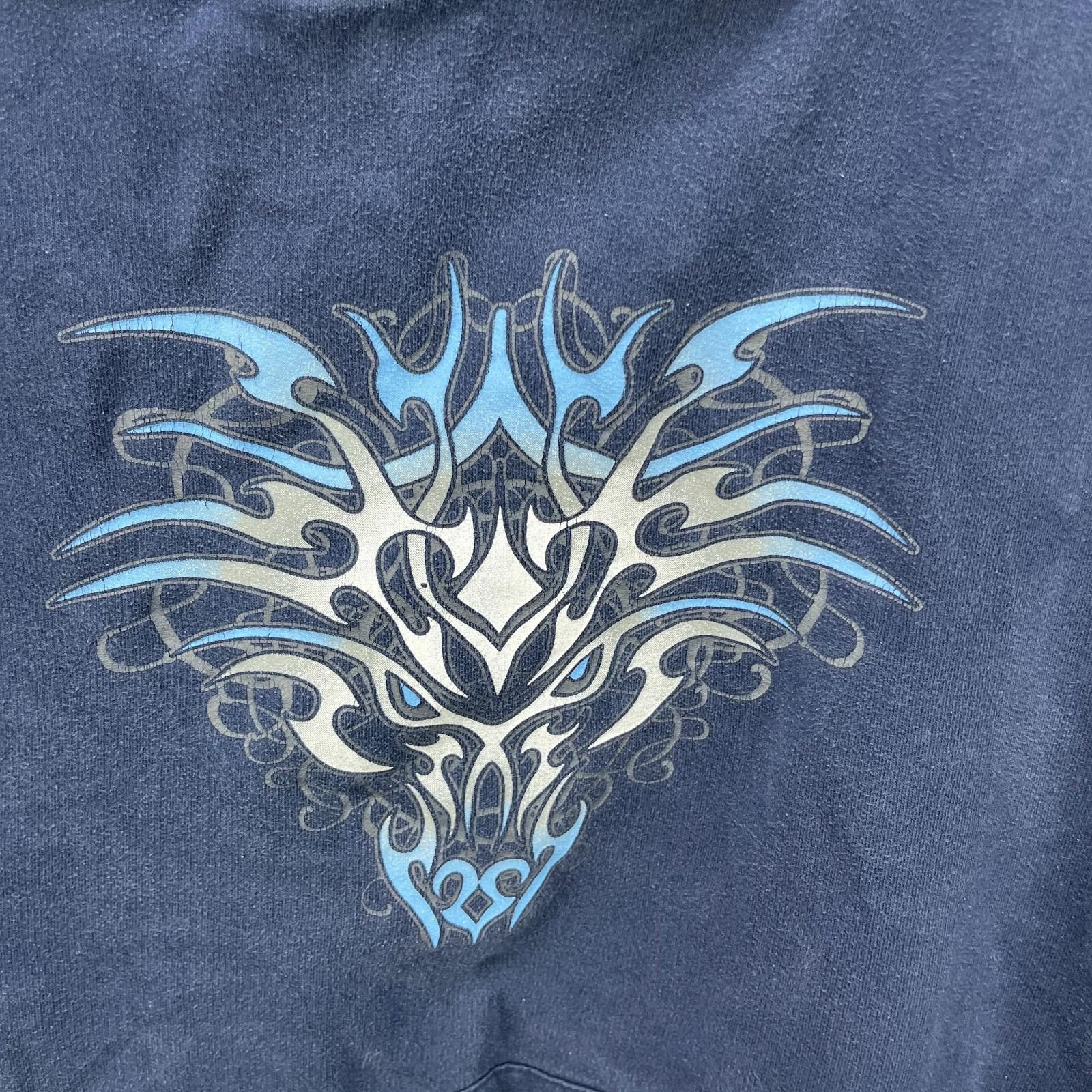 Vintage Vintage Dragon Flames Blue Y2K Baggy Skater Hoodie XL Size US XL / EU 56 / 4 - 3 Thumbnail