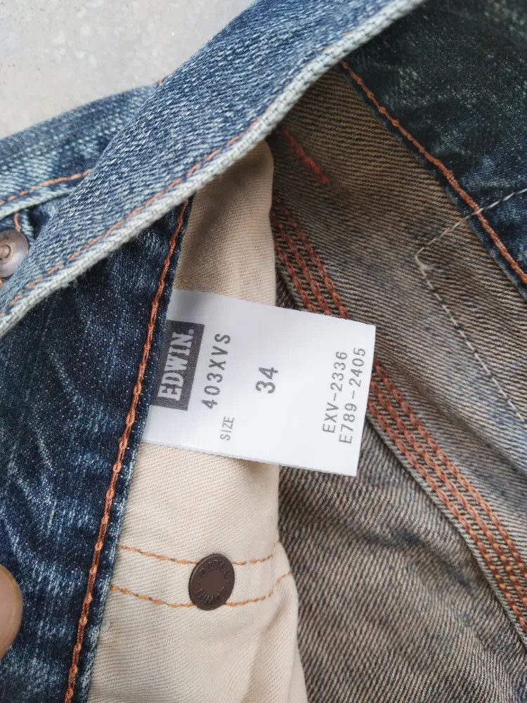 Japanese Brand Vintage Edwin Faded Blue Distressed Jeans 34x32 Size US 34 / EU 50 - 8 Thumbnail