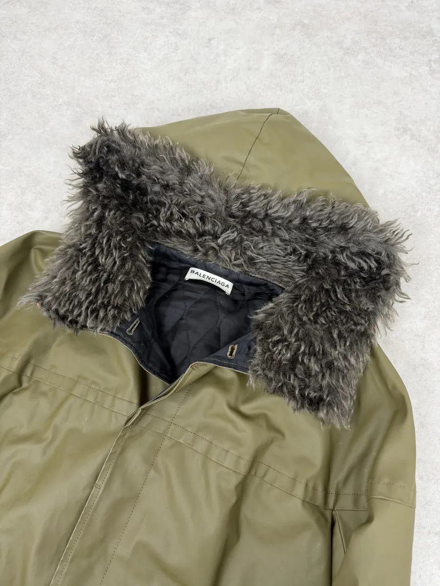 Balenciaga 2010s Balenciaga Green Fur Hooded Parka Jacket Size US M / EU 48-50 / 2 - 6 Thumbnail