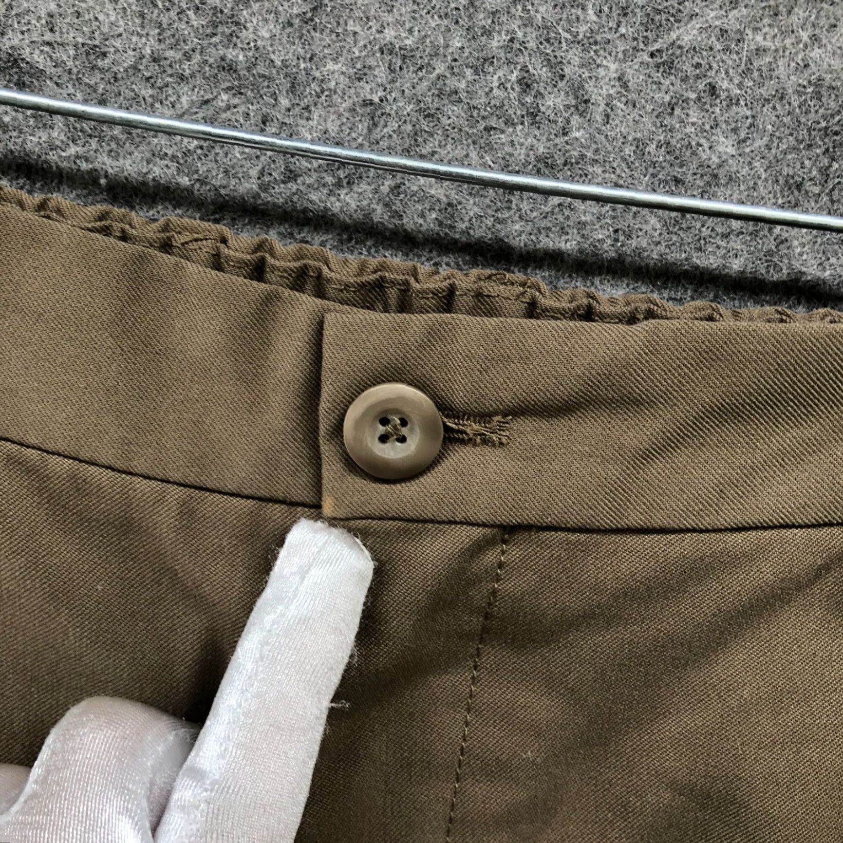 Zara Zara Mens Pants - Ankle Trouser Flat Front Beige L Comfort Waist Cotton Polyester Blend Reg Men Pants Straight Leg 27in Inseam Vintage No Size US 33 - 3 Thumbnail