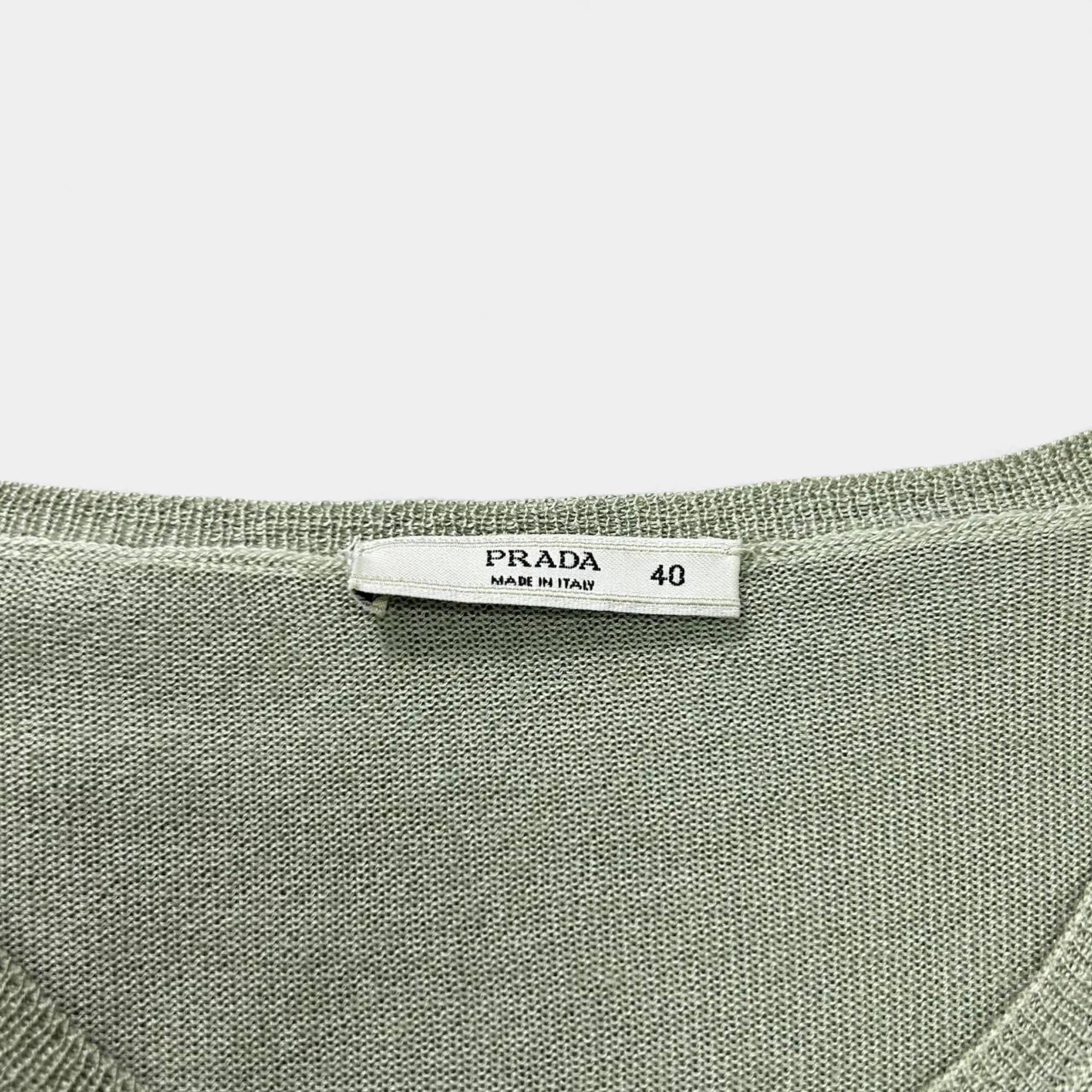 Prada Prada Cropped Green Knit Cardigan Size S / US 4 / IT 40 - 4 Thumbnail