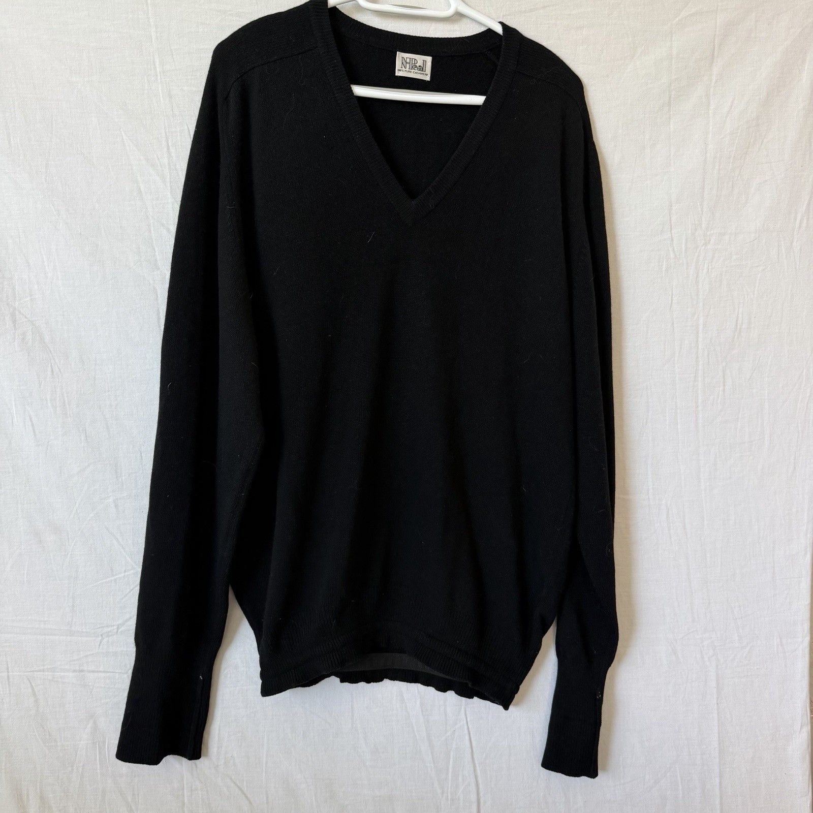 N.Peal N Peal 100% Cashmere Black V Neck Sweater Unisex Size US XL / EU 56 / 4 - 6 Thumbnail