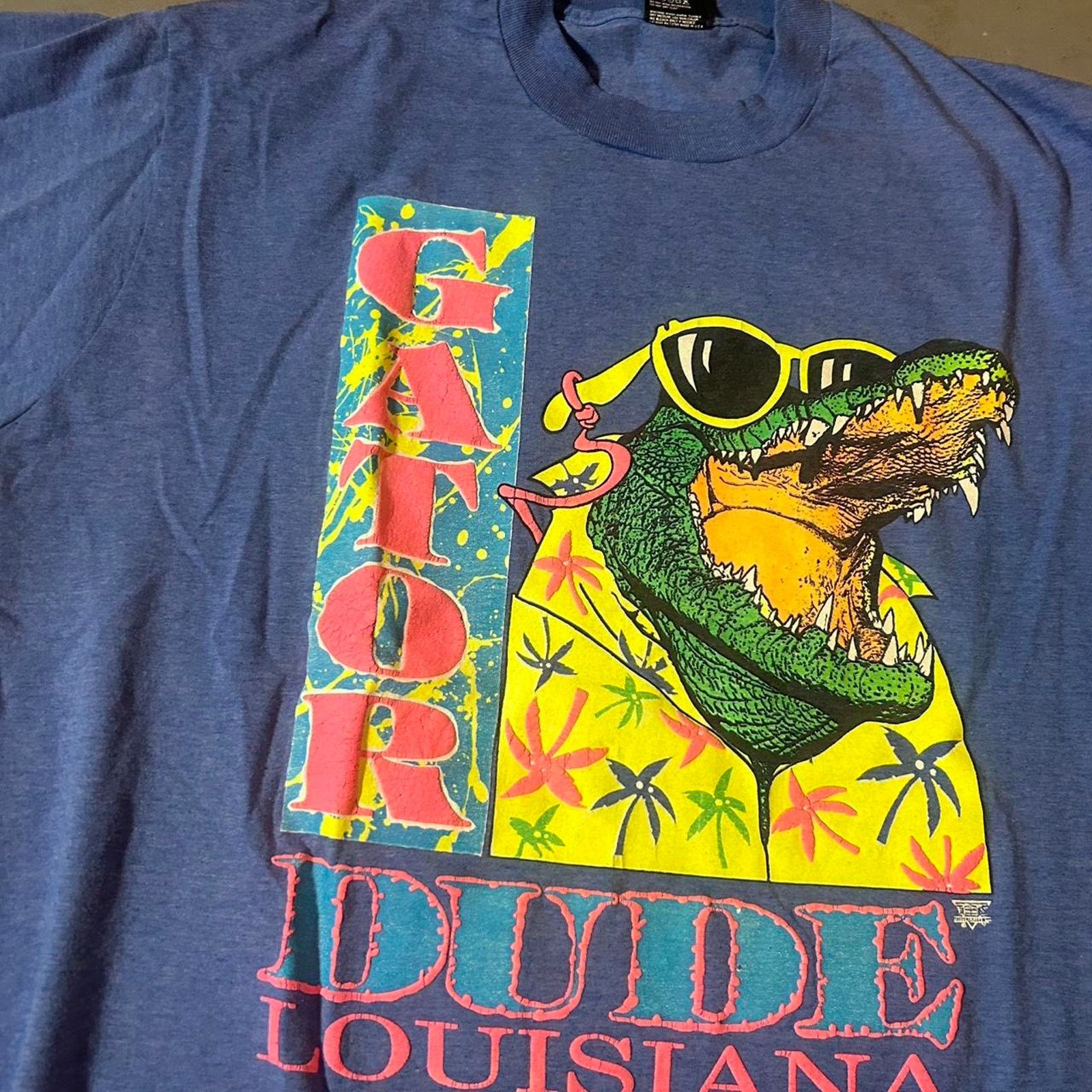 Vintage 90s blue gator screen stars tee shirt. Size US XXL / EU 58 / 5 - 2 Thumbnail