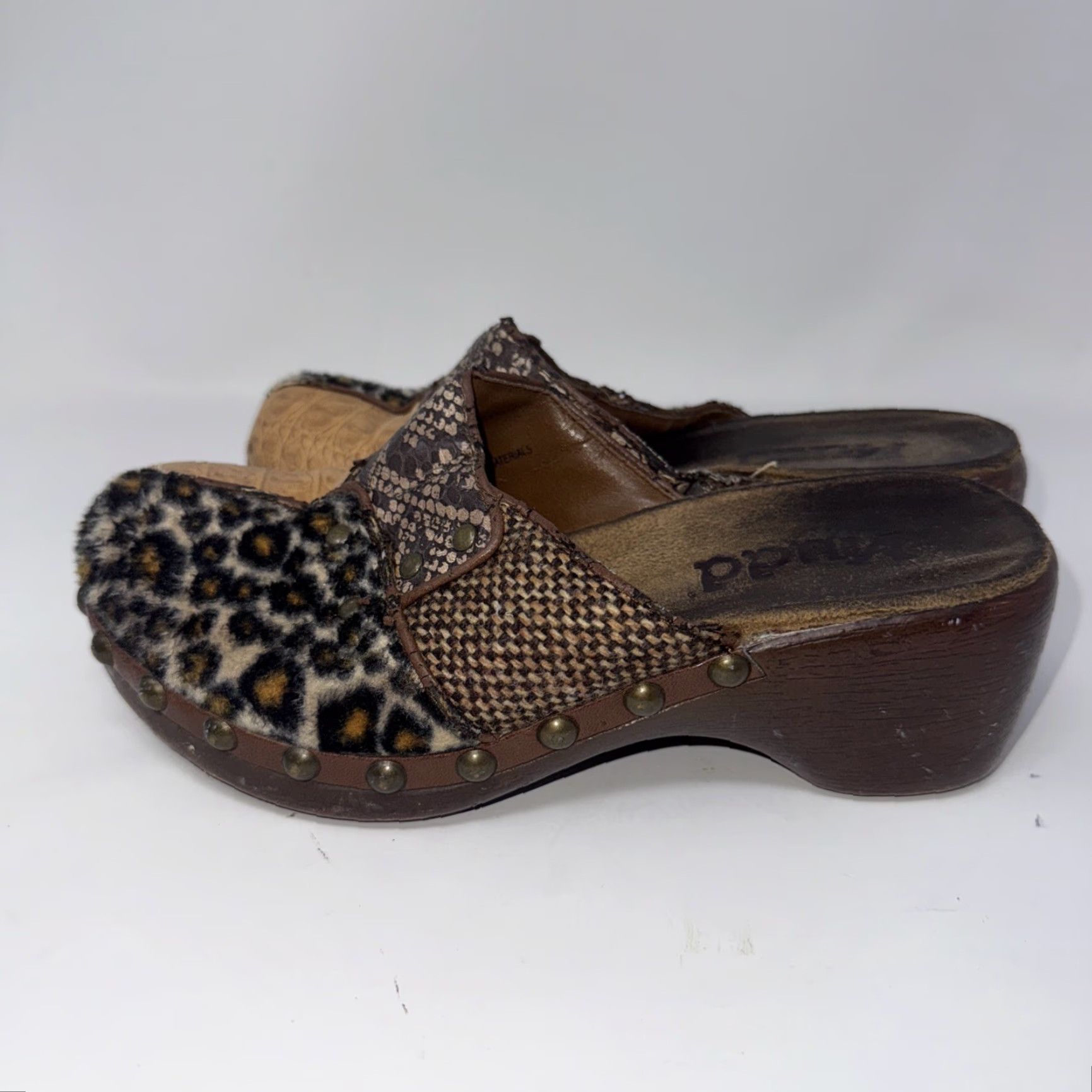 Vintage VINTAGE Mudd Cheetah Clogs Women 7 Slip On Platform Patchwork Block Heel Brown Shoes Size US 7 / IT 37 - 3 Thumbnail