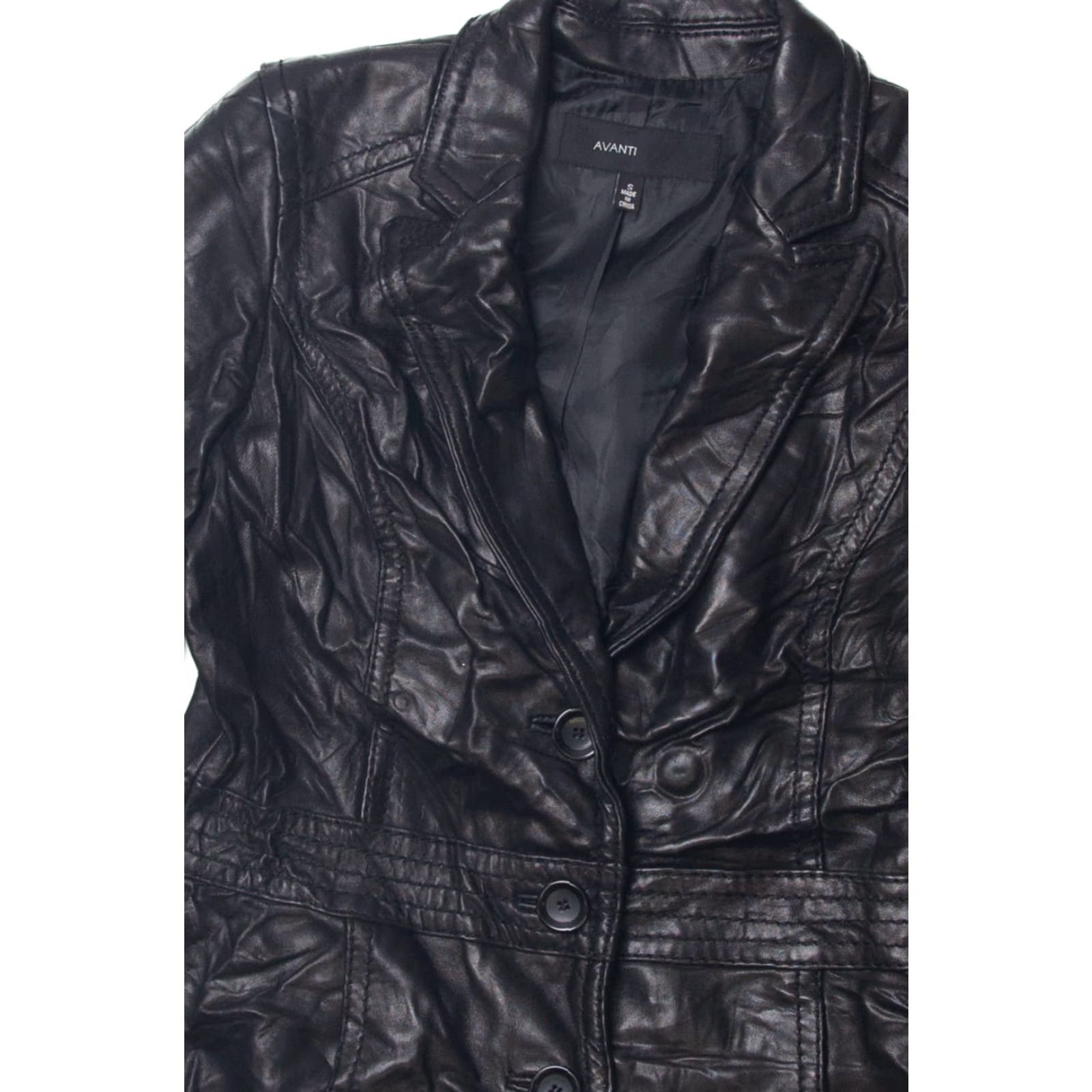 Vintage VINTAGE Avanti Leather Blazer Small Black Leather Blazer Mens Womens Avanti Vintage Blazer 1950s 60s 70s (adjusted) Size 36R - 2 Thumbnail
