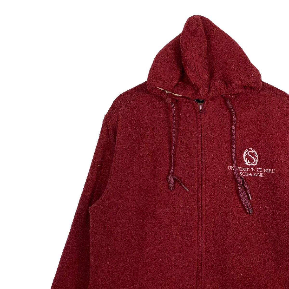 Vintage Univesite De Paris Surbonne Red Fleece Hoodie #1083-C49 Size US M / EU 48-50 / 2 - 6 Thumbnail