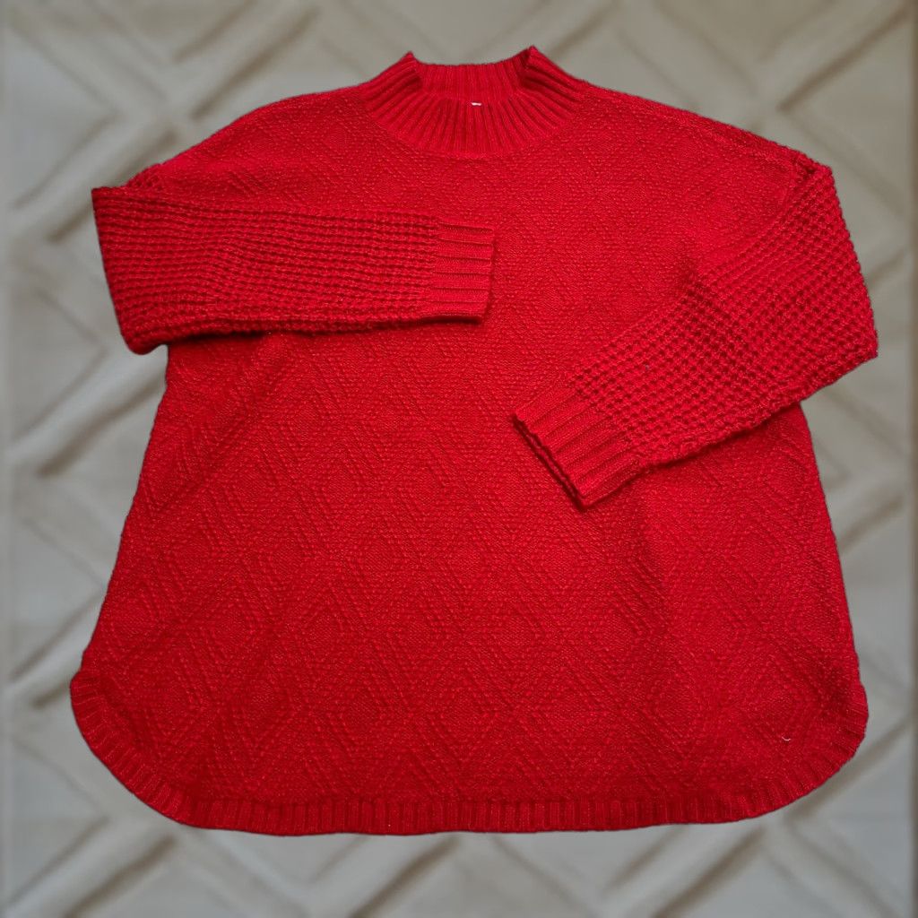 Coldwater Creek Coldwater Creek Sweater Adult PXL Red Mock Neck Knit Solid Breathable Stretch Womens Size XL / US 12-14 / IT 48-50 - 1 Thumbnail