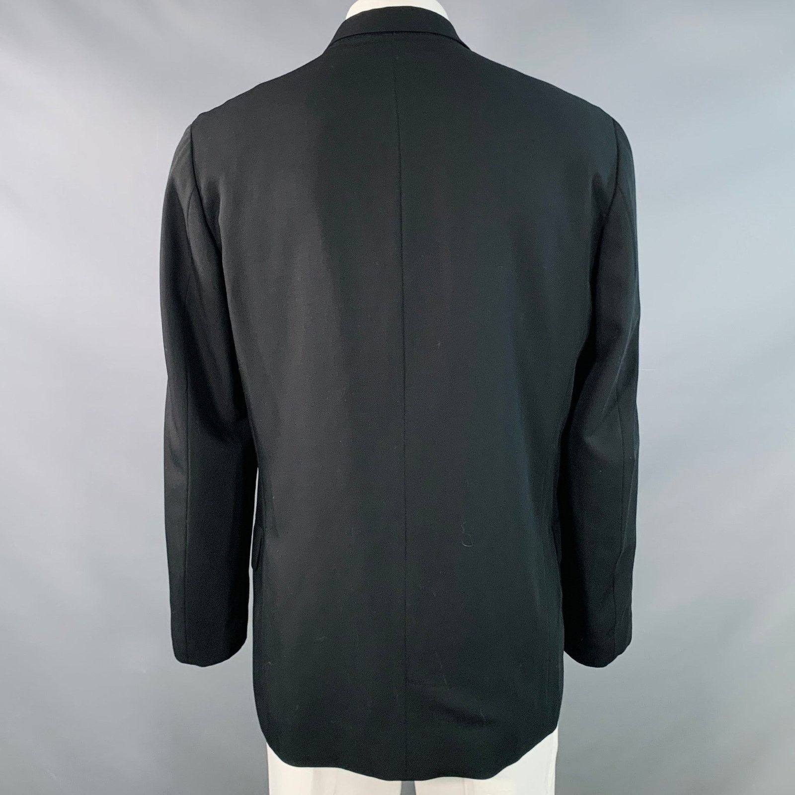 Issey Miyake ISSEY MIYAKE Size L Black Twill Wool Notch Lapel Sport Coat Size 44R - 3 Thumbnail