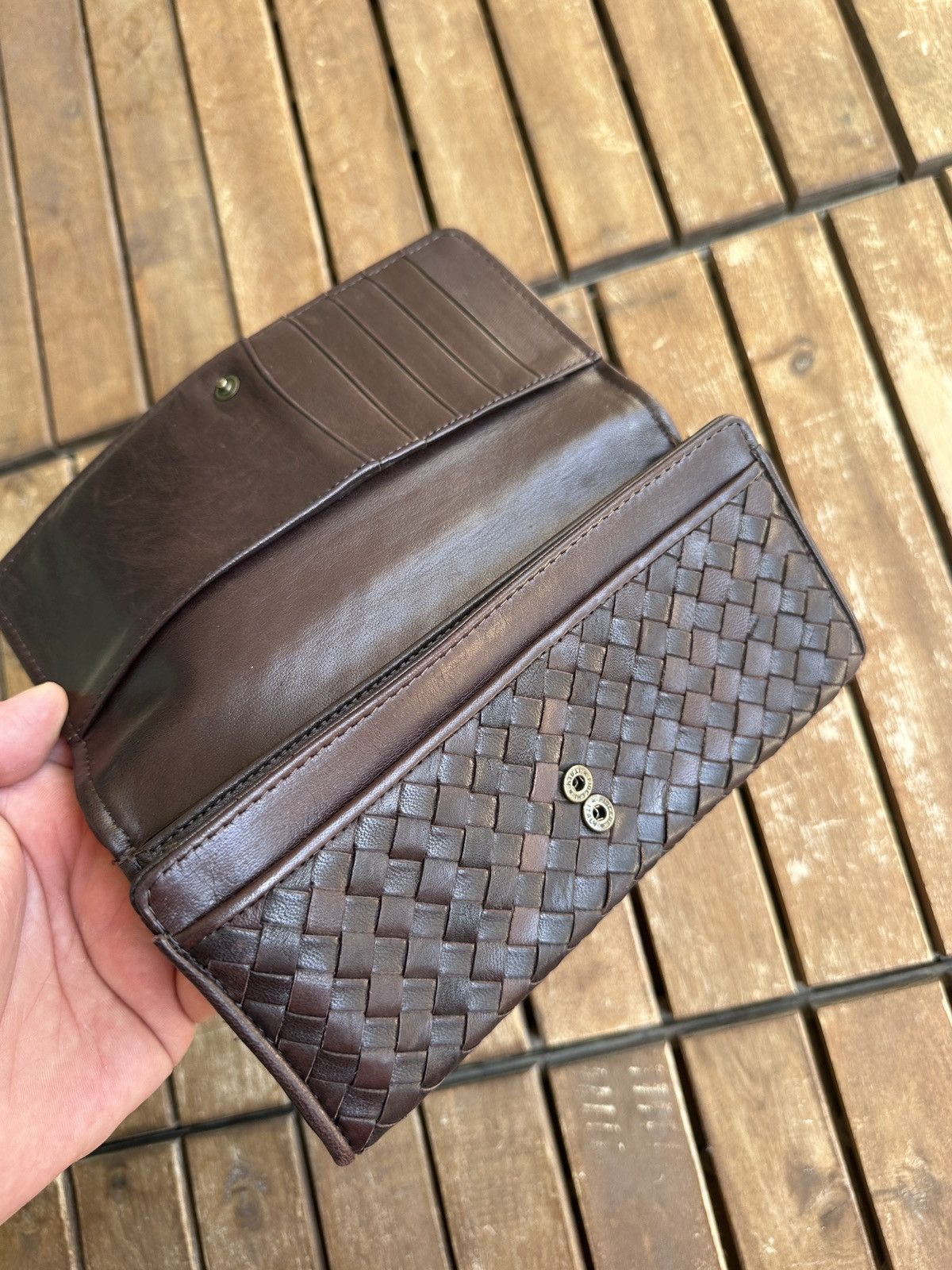Japanese Brand Japanese Intrecciato Style Leather Wallet Size ONE SIZE - 6 Thumbnail
