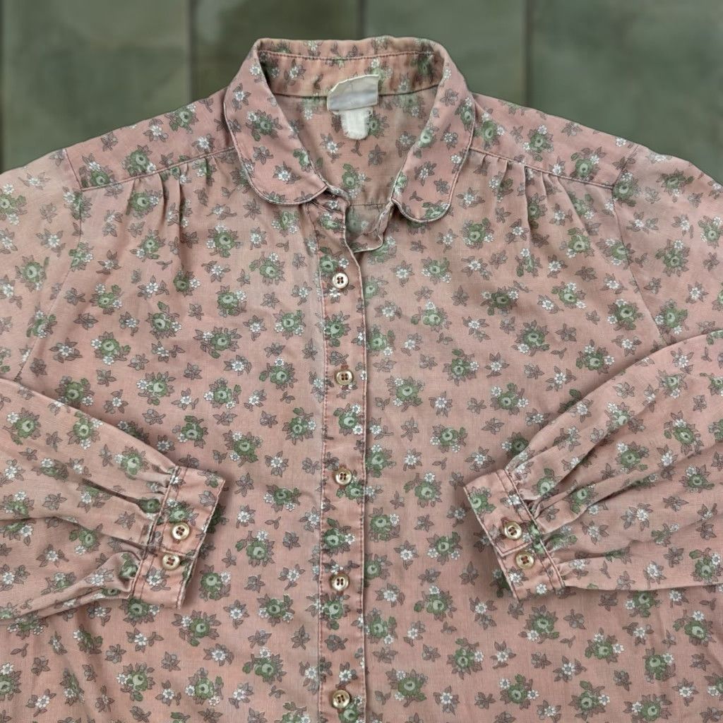 Pinko VINTAGE JH Collectibles Floral Button-Up Shirt Womens Medium Pink 1980s Long Sleeve Casual Collared Size M / US 6-8 / IT 42-44 - 1 Thumbnail