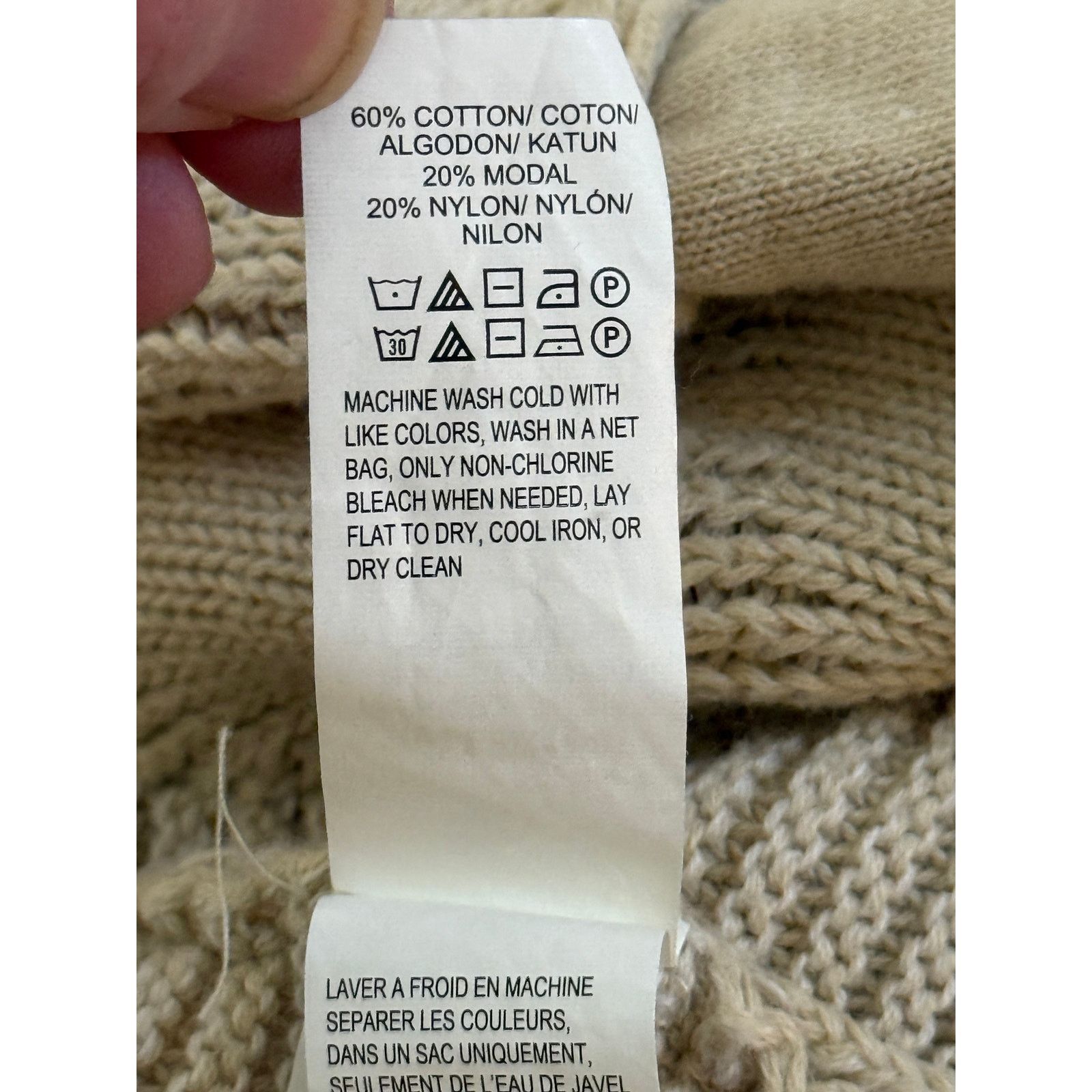 Lucky Brand Lucky Brand Cardigan Women X Large Beige Cotton Modal Size XL / US 12-14 / IT 48-50 - 7 Thumbnail