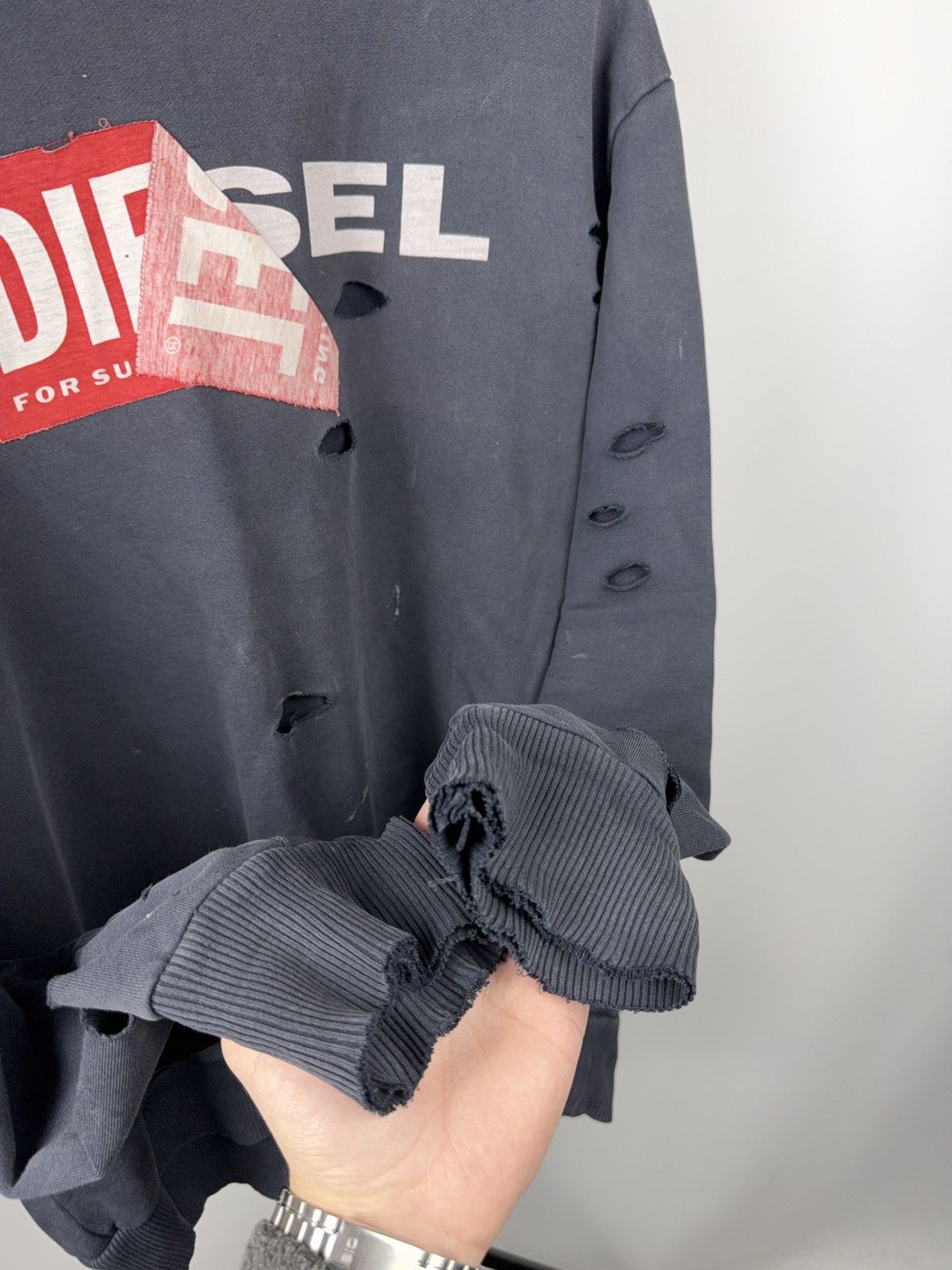 Diesel Diesel Big Logo Distressed Logo Destroyed Grunge Sweatshirt Size US M / EU 48-50 / 2 - 10 Thumbnail