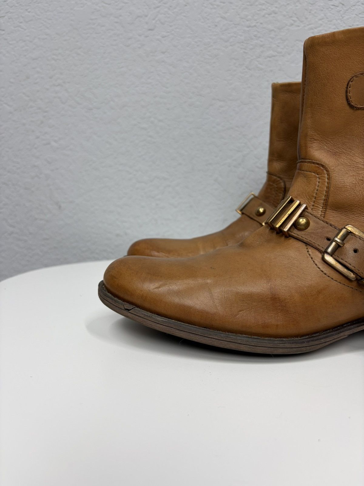 If Six Was Nine Vintage Italian AS 98 Heel Leather Airstep Skull Biker Boots Size US 8 / EU 41 - 9 Thumbnail