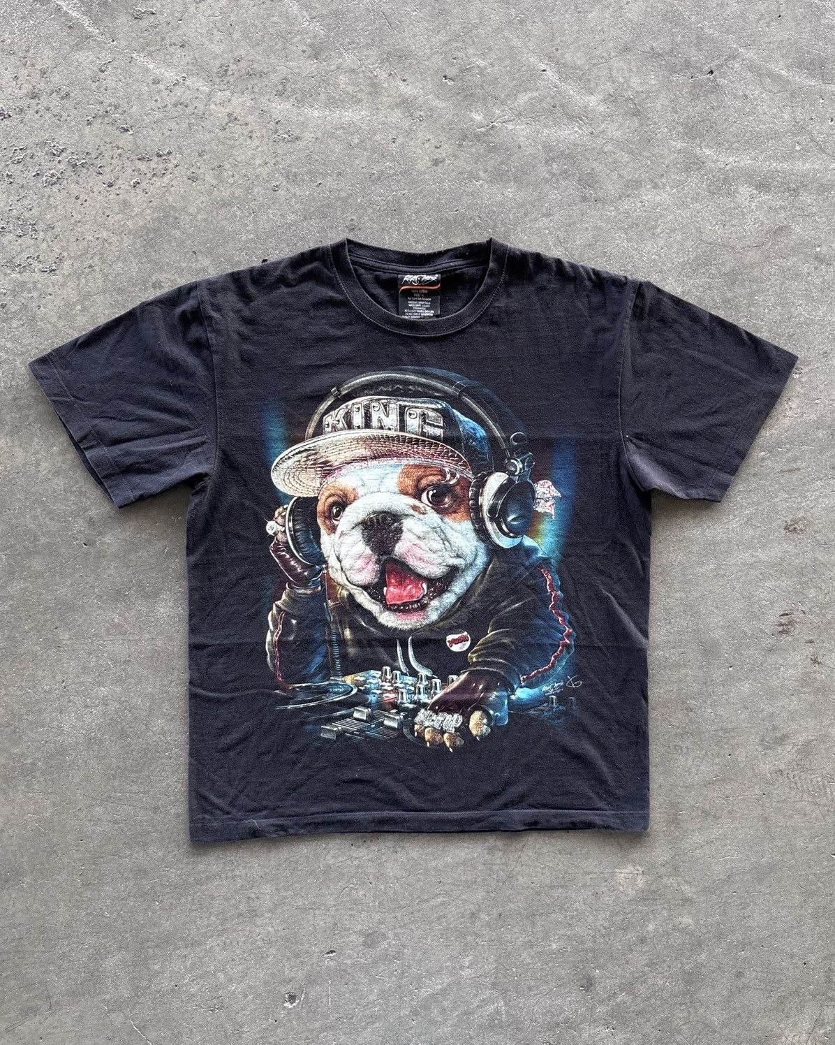 Japanese Brand × Vintage Vintage Rock Chang Dog Art Faded Black Tee Size US L / EU 52-54 / 3 - 1 Thumbnail