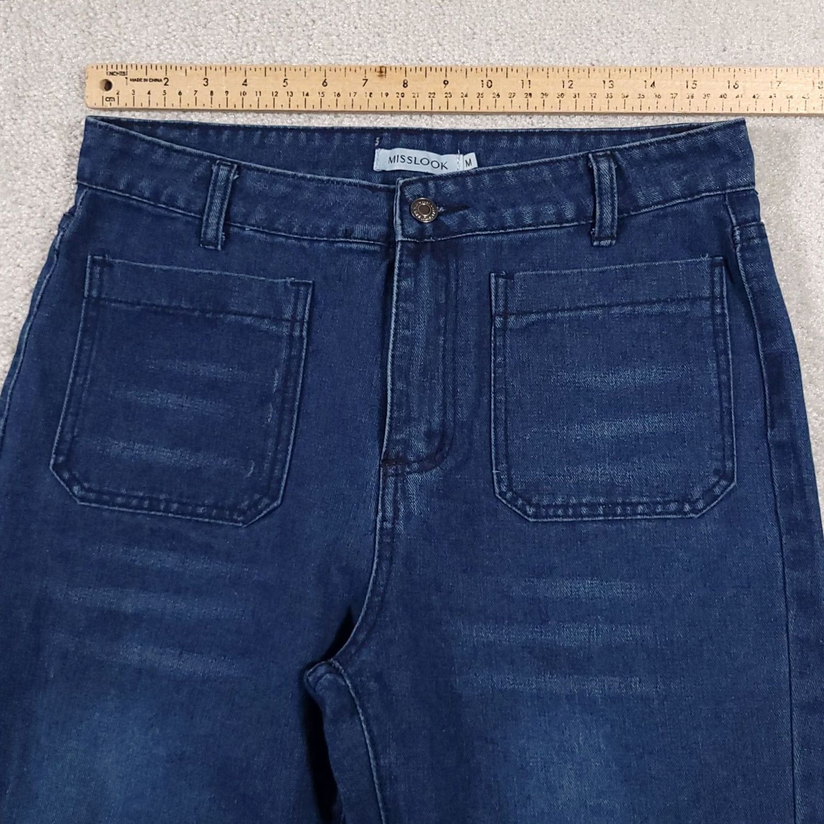 Vintage Misslook Jeans Women's Medium 32x32 High Rise Denim Flare Retro Festival Bohemian 90s Flared Jeans Mens? Size 32" / US 10 / IT 46 - 5 Thumbnail