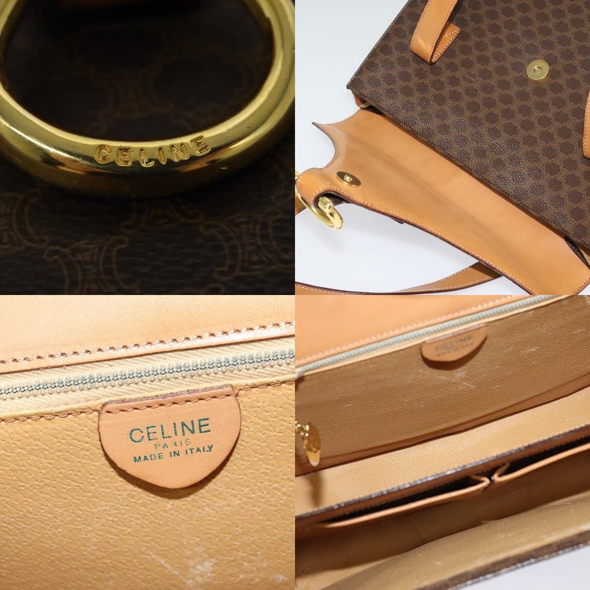 Celine CELINE Macadam Canvas Hand Bag Pvc Leather Brown Gold Size ONE SIZE - 11 Thumbnail