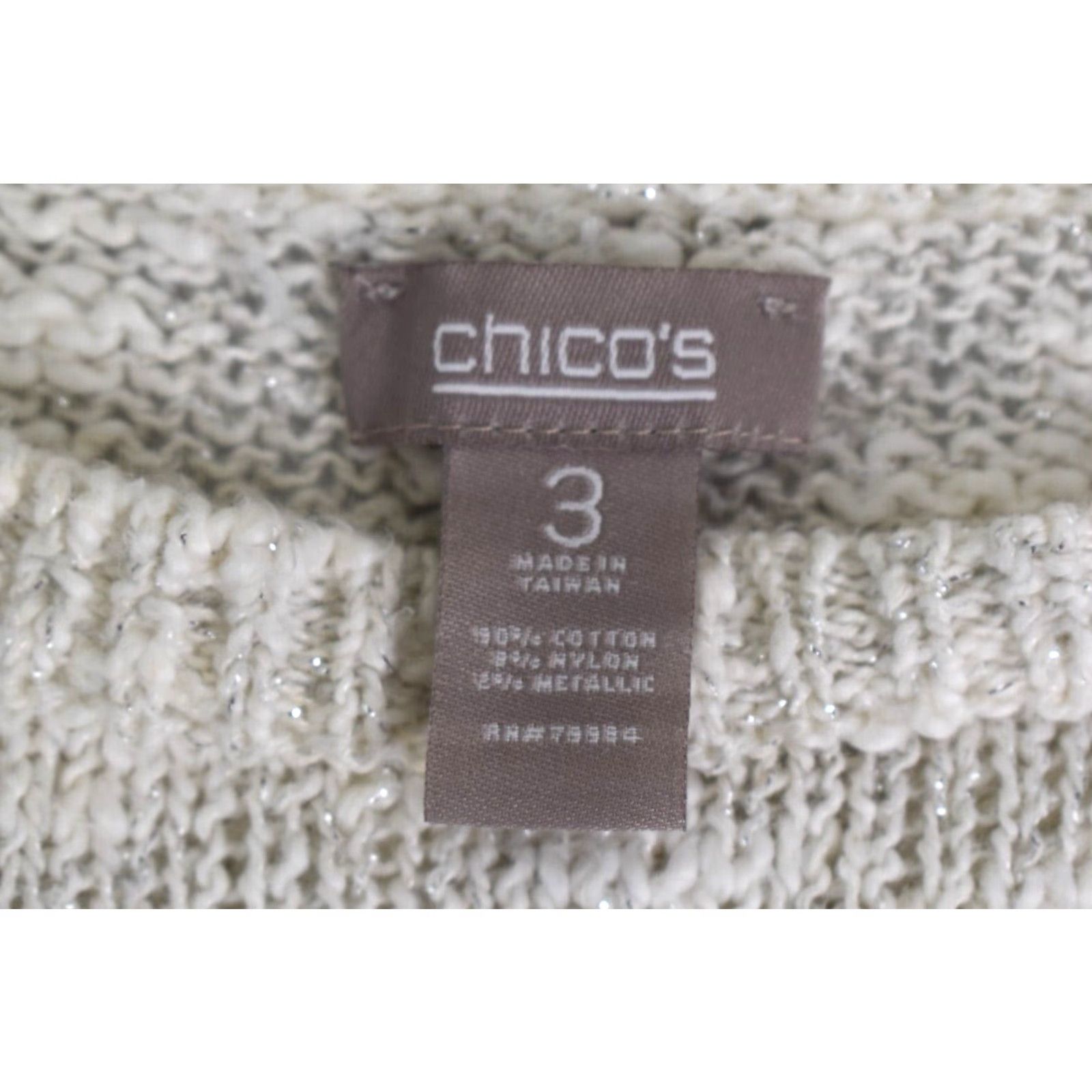 Vintage Chicos Shirt Sweater Short Sleeve Open-Knit Round Neck White Size 3 Womens Regular Pullover Size XS / US 0-2 / IT 36-38 - 6 Thumbnail