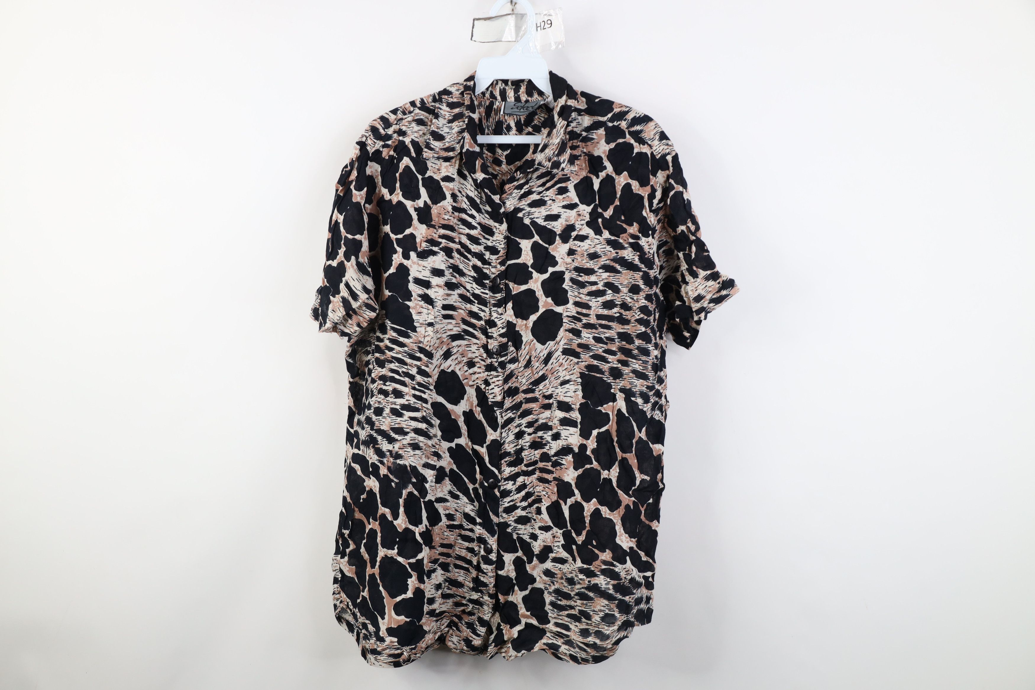 Vintage Vintage 90s Streetwear Gabardine Leopard Safari Button Shirt Size M / US 6-8 / IT 42-44 - 1 Thumbnail
