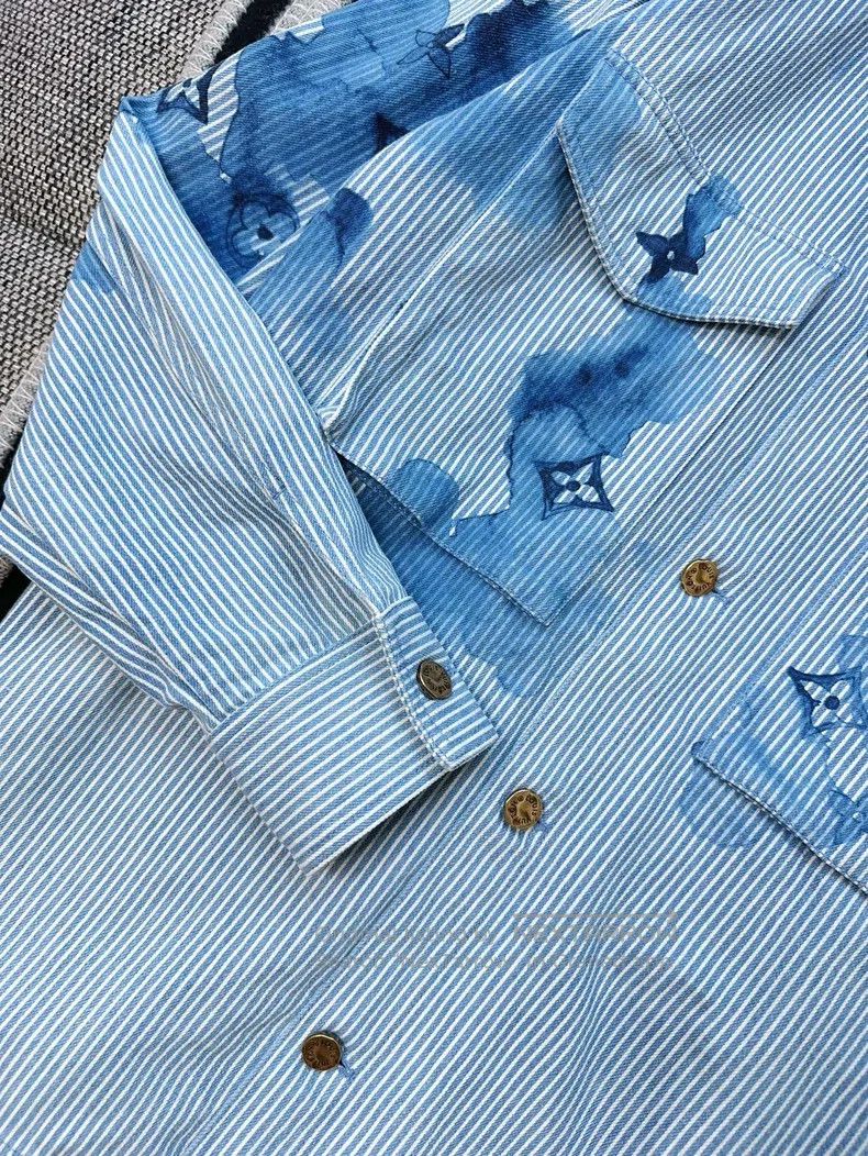 Louis Vuitton Louis Vuitton Blue ink stripe logo dyed denim jacket Size US XXL / EU 58 / 5 - 3 Thumbnail