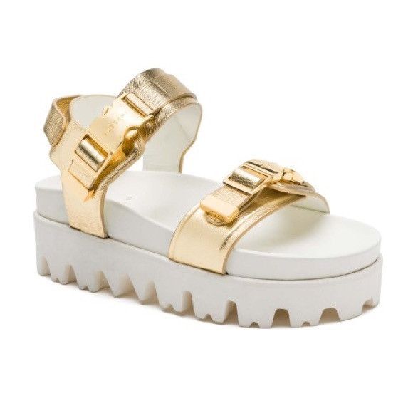 Buscemi BUSCEMI gold buckled platform sandals Size US 8 / EU 41 - 2 Thumbnail