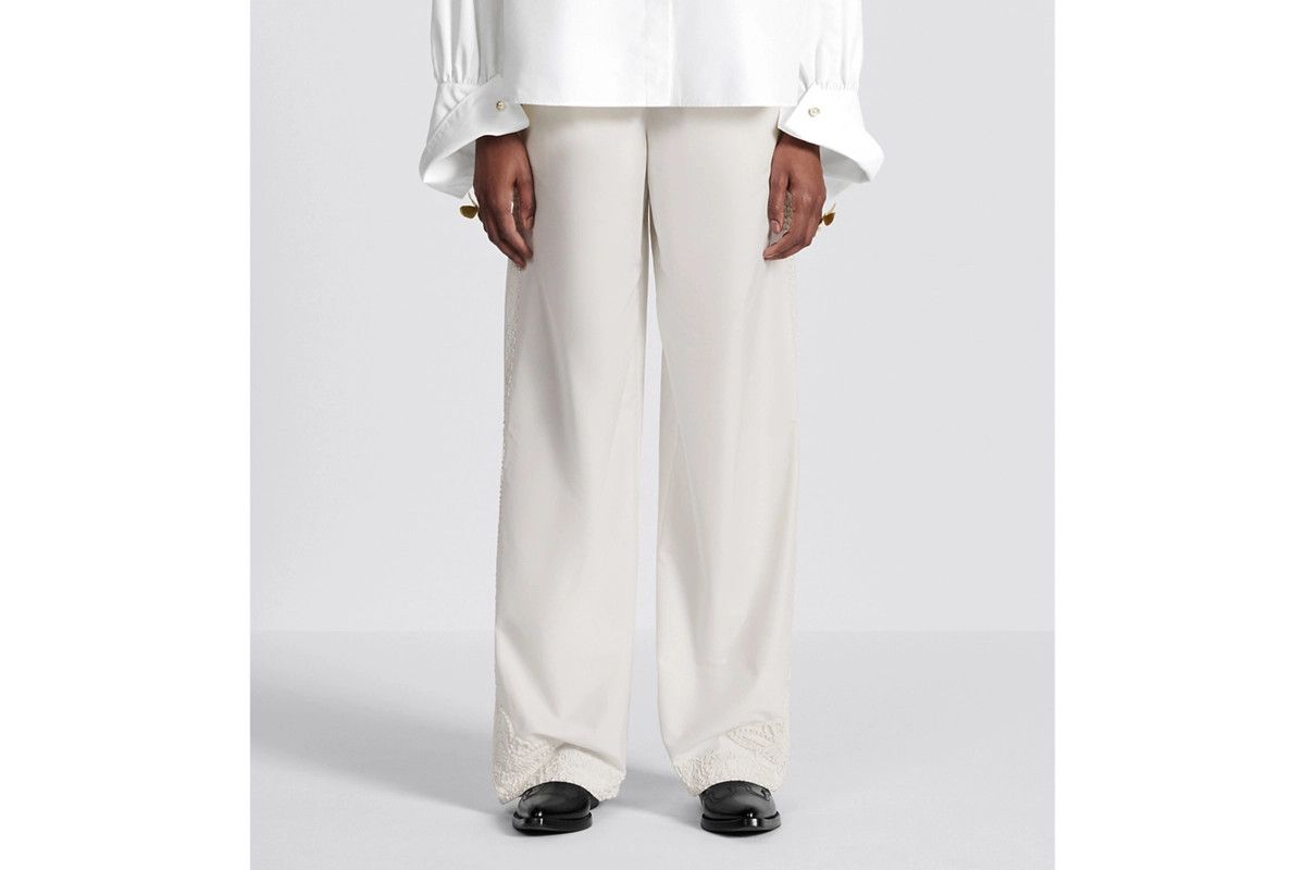 Dior o1bcso1str0225 Flared Embroidered Pants in Ecru Size 30" / US 8 / IT 44 - 7 Thumbnail