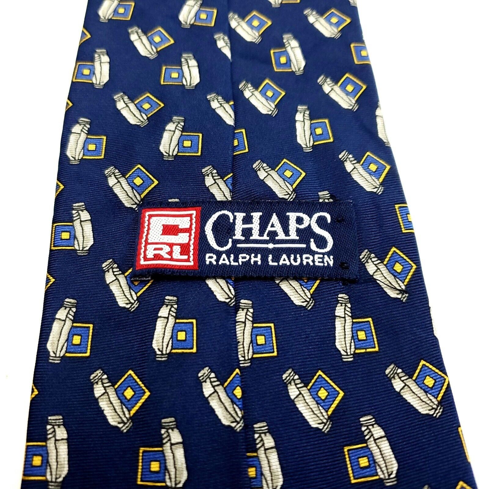 Ralph Lauren Chaps Ralph Lauren Silk Tie Print Blue Short Wide Size ONE SIZE - 3 Thumbnail