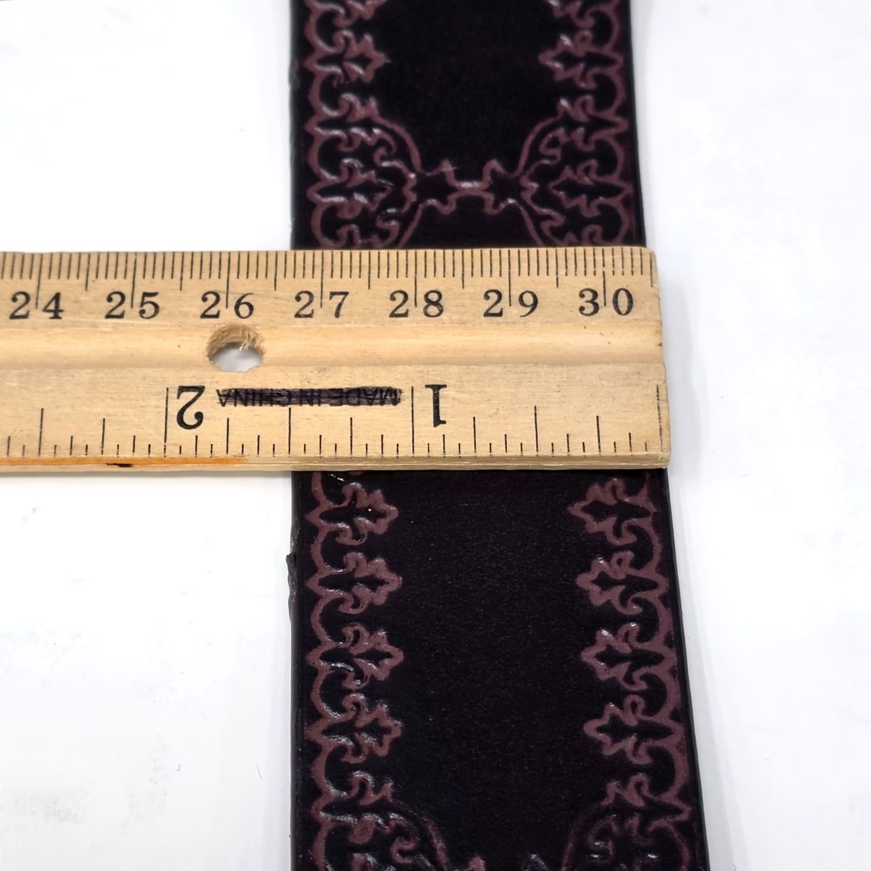 Vintage Belt Geometric Leather Brown Western Boho XL 1.5" Wide Mens Adjustable No Buckle Vintage? Size ONE SIZE - 6 Thumbnail