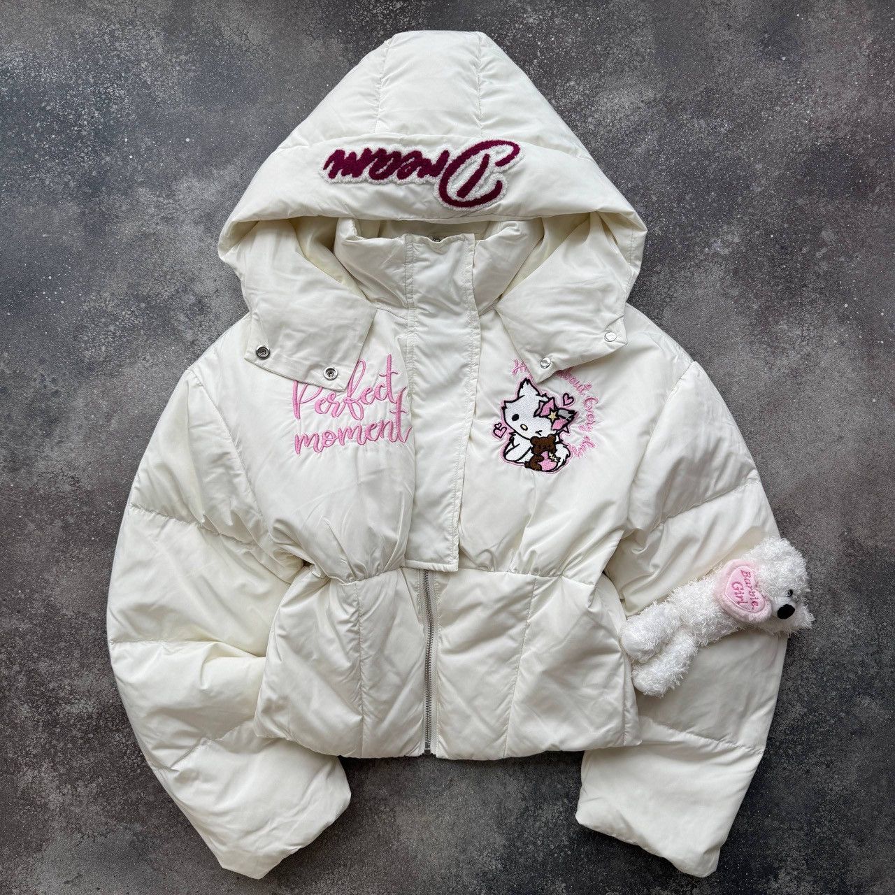 If Six Was Nine Hello Kitty 2000’s Aesthetic Y2K Cute Hooded Winter Jacket Size S / US 4 / IT 40 - 2 Thumbnail