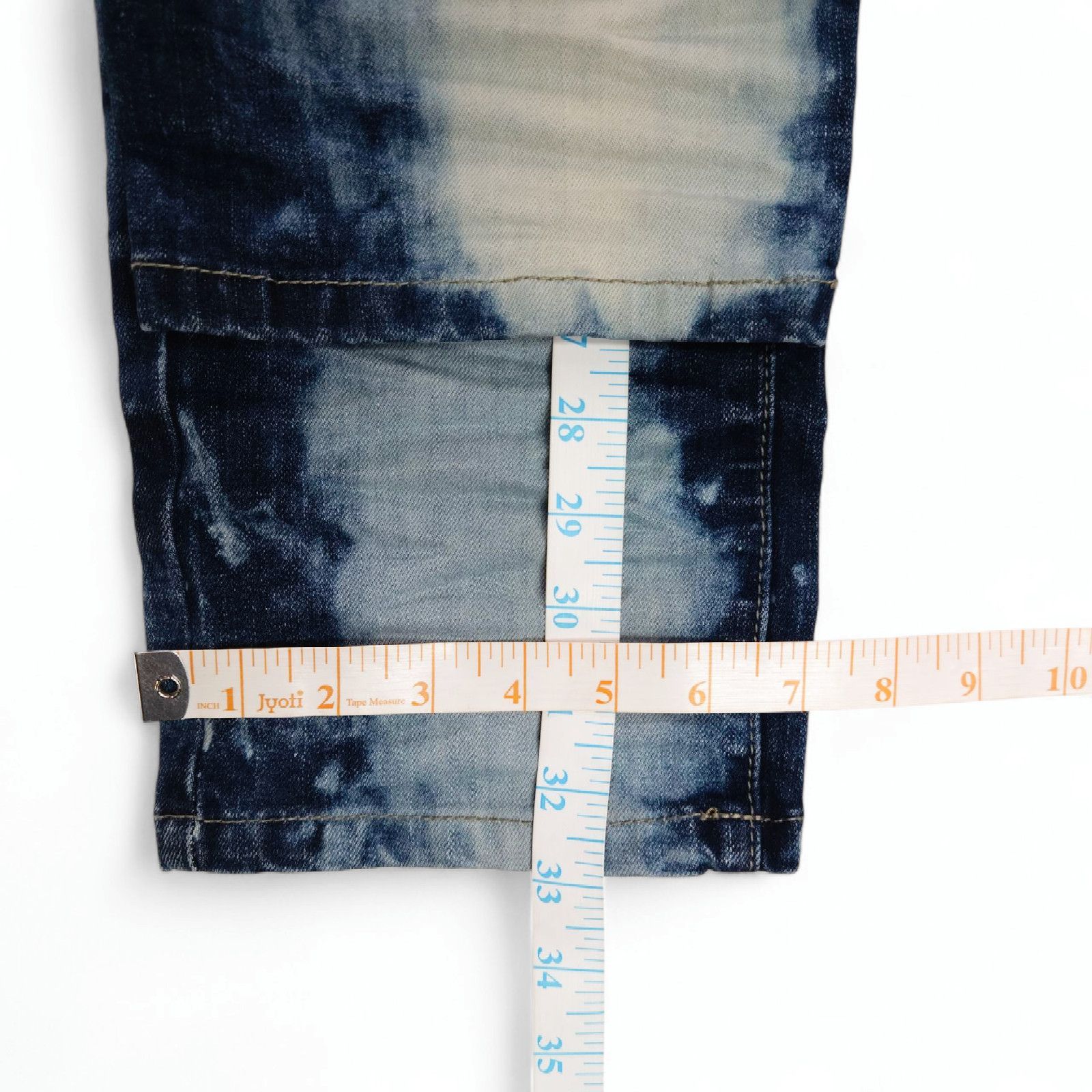 Smoke Rise EUC Smoke Rise Y2K Moto Biker Denim Jeans 38x33 Blue White Size US 38 / EU 54 - 9 Thumbnail