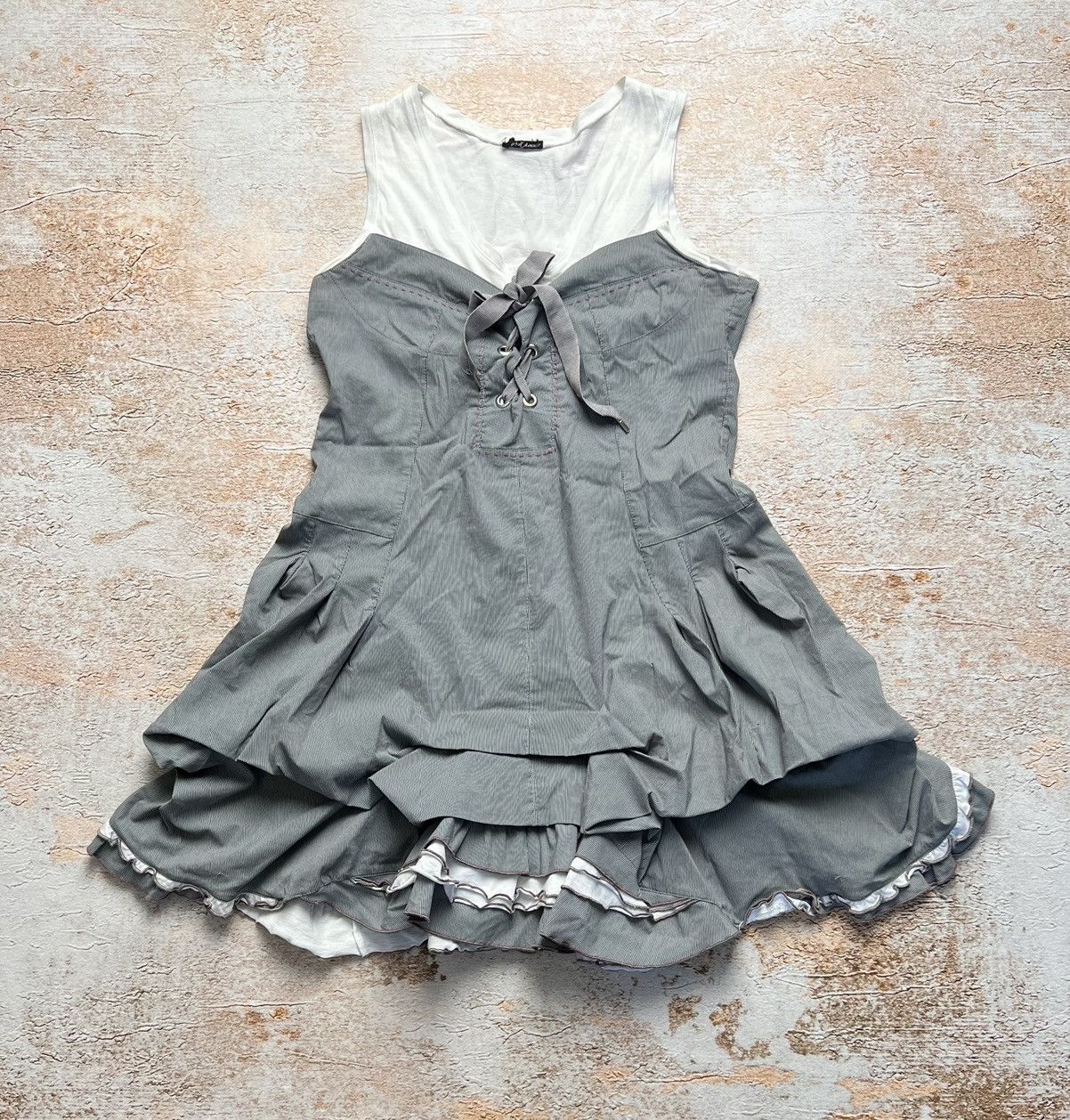 image of Avant Garde x If Six Was Nine Vintage Japanese Flare Dress in Gray White, Women's (Size Small)