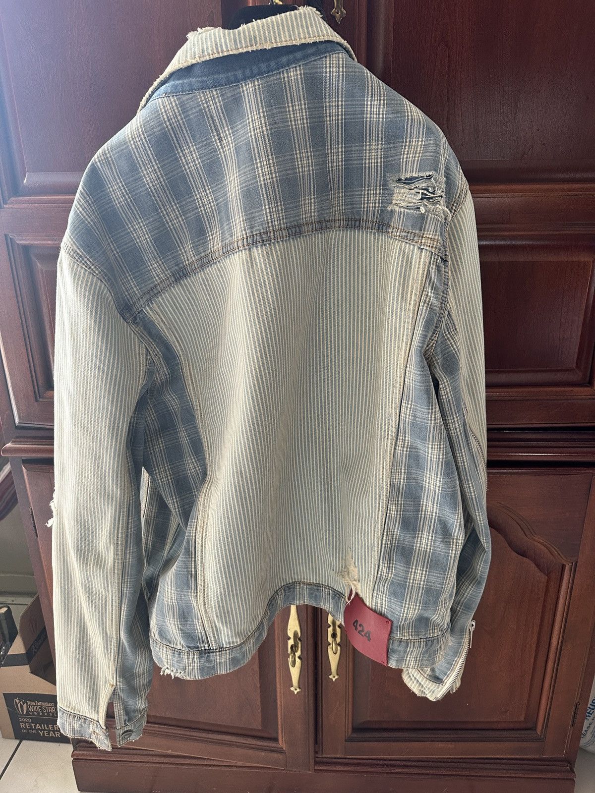424 424 denim Distressed one zip jacket Size US XL / EU 56 / 4 - 4 Thumbnail