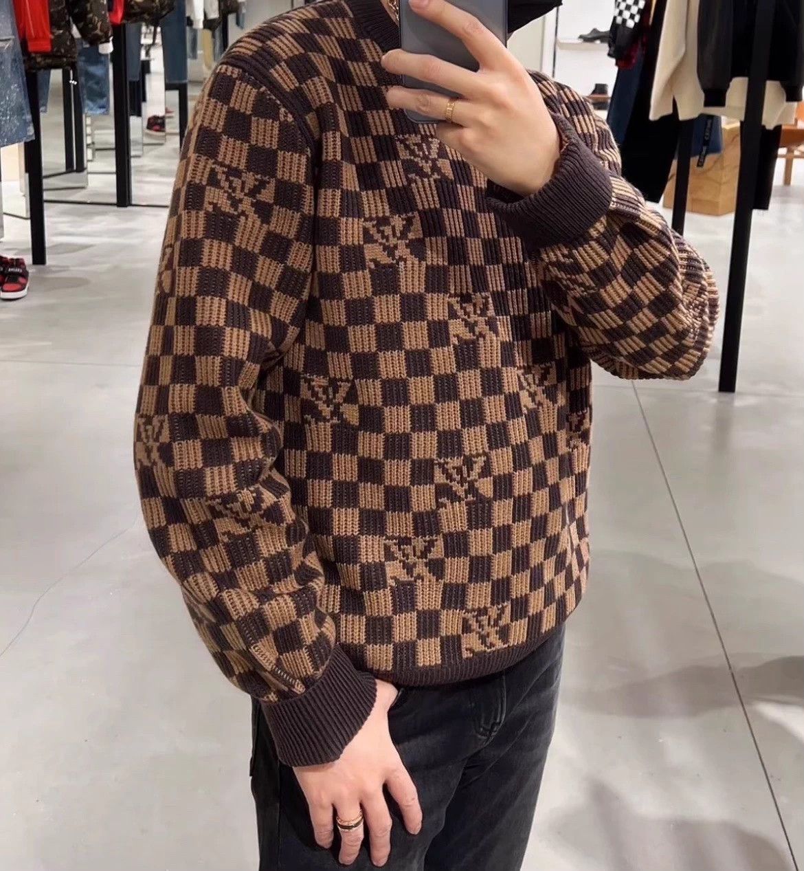 Louis Vuitton LV Ribbed Checkerboard Print Wool Sweater L Size US L / EU 52-54 / 3 - 7 Thumbnail