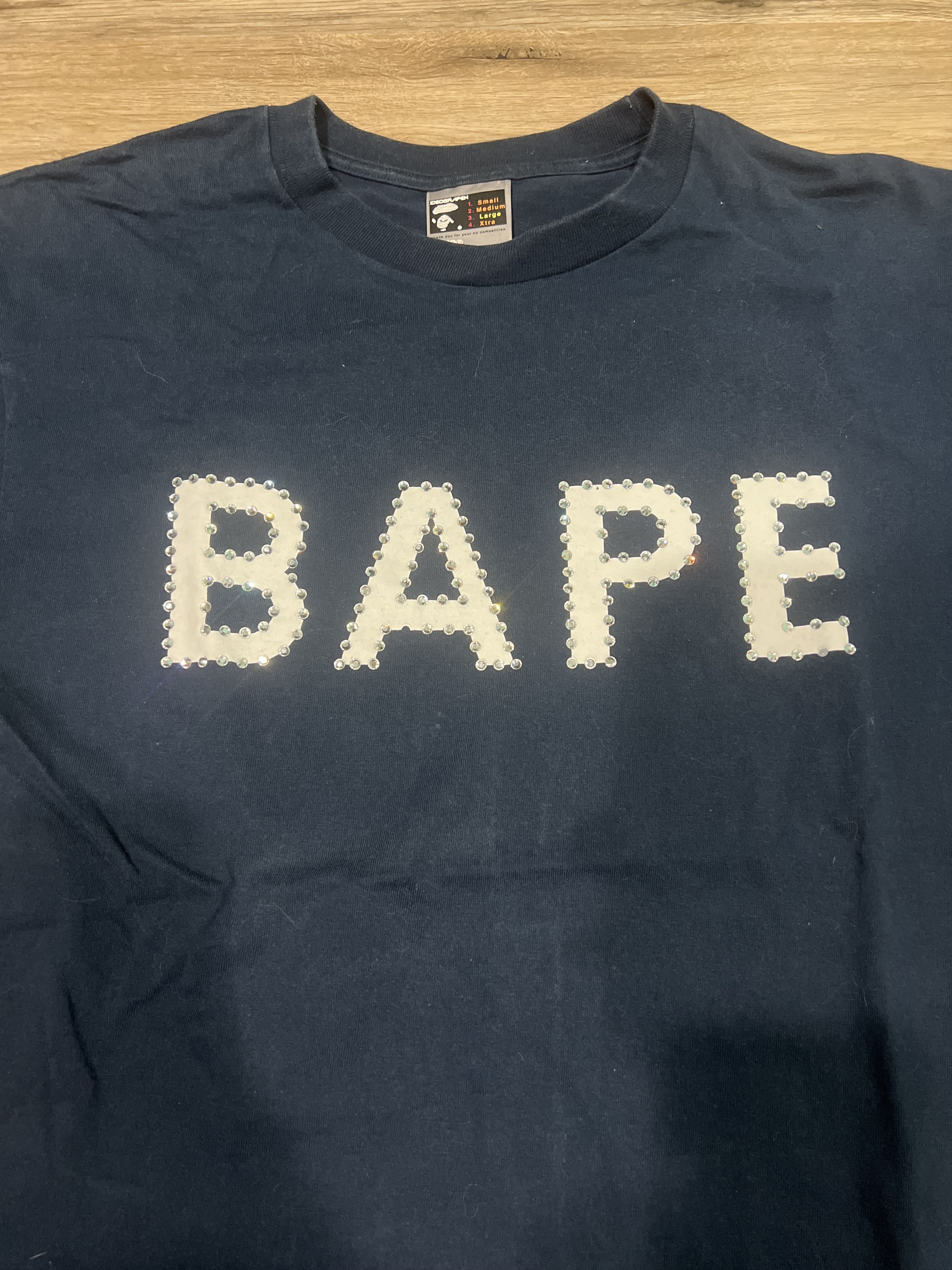 Bape Bathing Ape Bape Navy Swarovski Crystal T-Shirt L Size US L / EU 52-54 / 3 - 1 Thumbnail