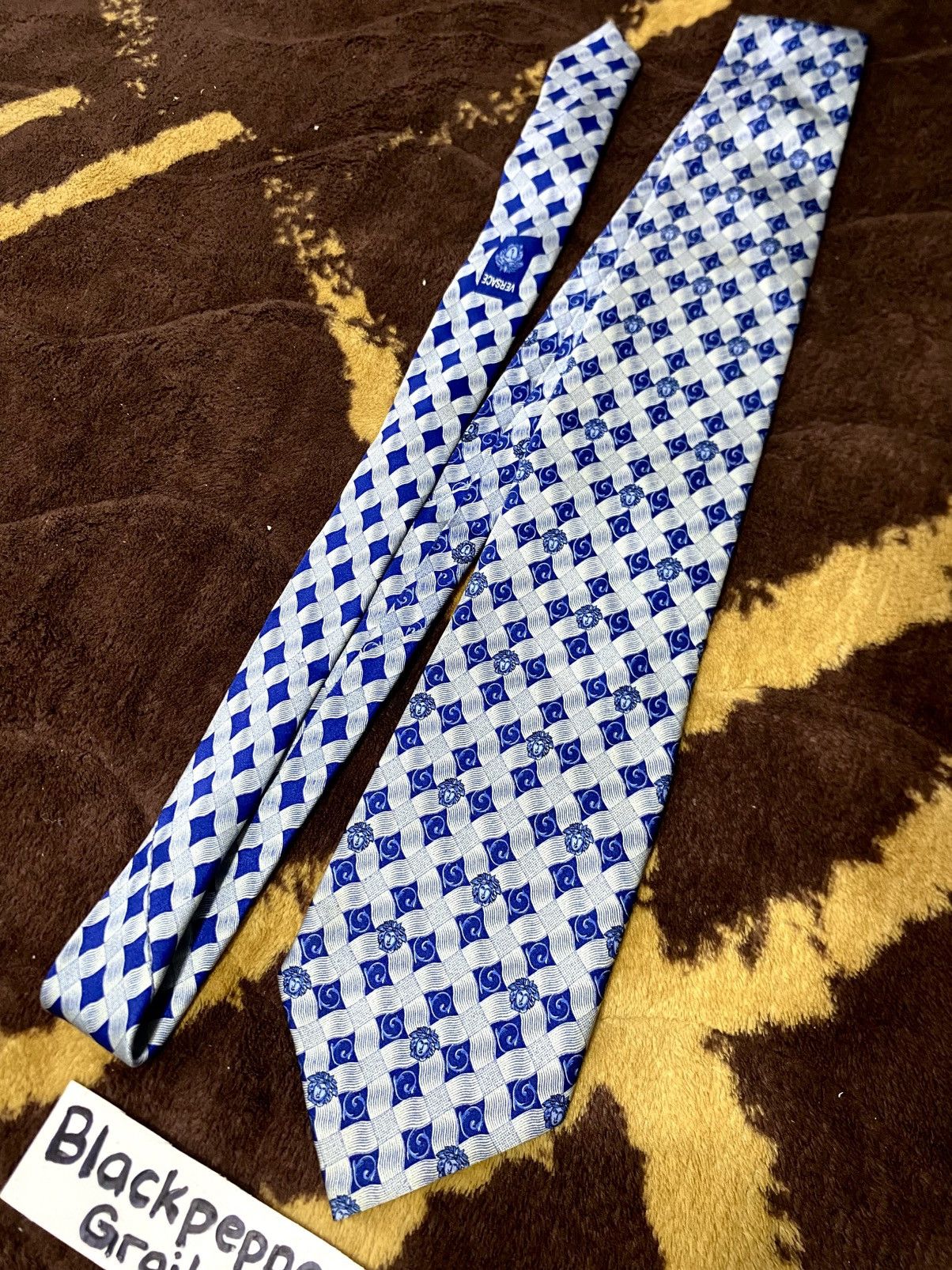 Versace Gianni Versace Medusa Logo Blue Silk Tie Luxury Italy Size ONE SIZE - 1 Thumbnail