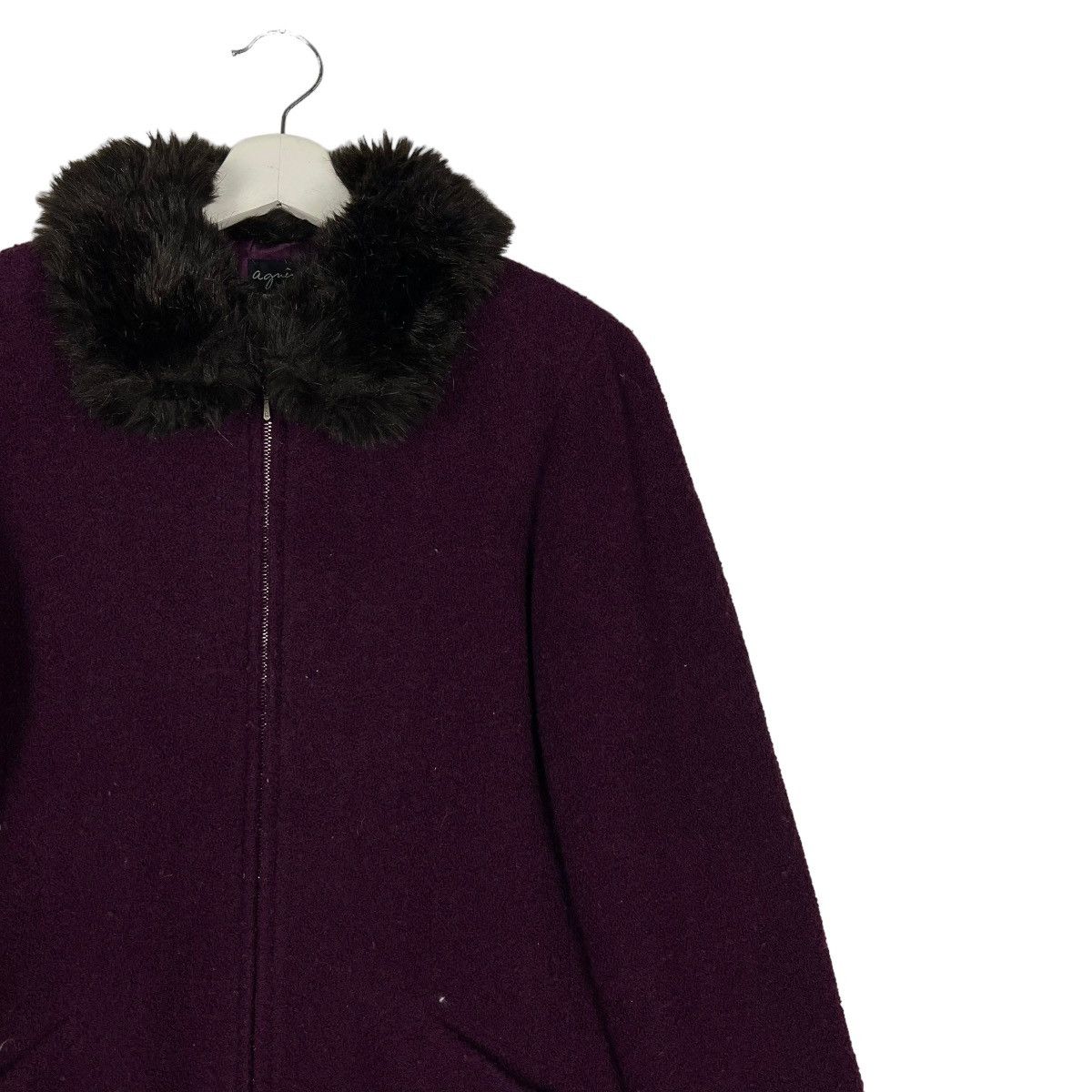 agnes b. 🔥 AGNES B FAUX FUR TRIM WOOL LONGCOAT Size M / US 6-8 / IT 42-44 - 7 Thumbnail