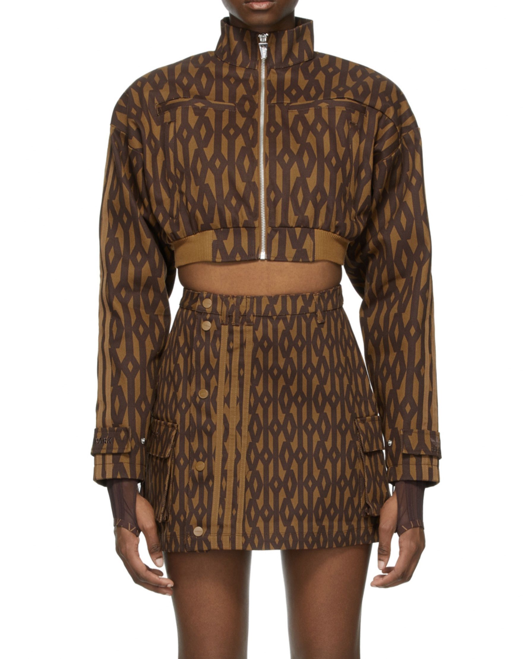 Adidas × Beyonce ADIDAS X IVY PARK Tan Monogram Crop Track Jacket Size US M / EU 48-50 / 2 - 4 Thumbnail