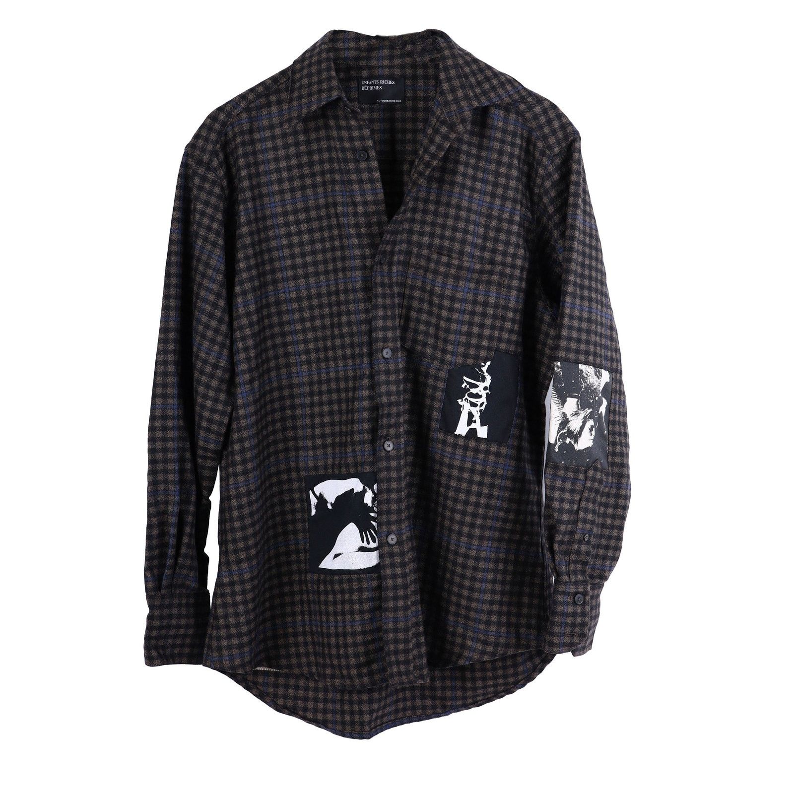 トップス ERD BLACK SILK CHECKERED SUMMER Enfants Riches Deprimes ERD BLACK SILK CHECKERED SUMMER