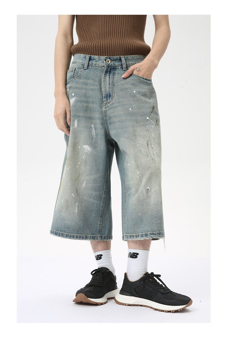 Japanese Brand × Jean Vintage distressed ink wash denim shorts Size US 32 / EU 48 - 2 Thumbnail