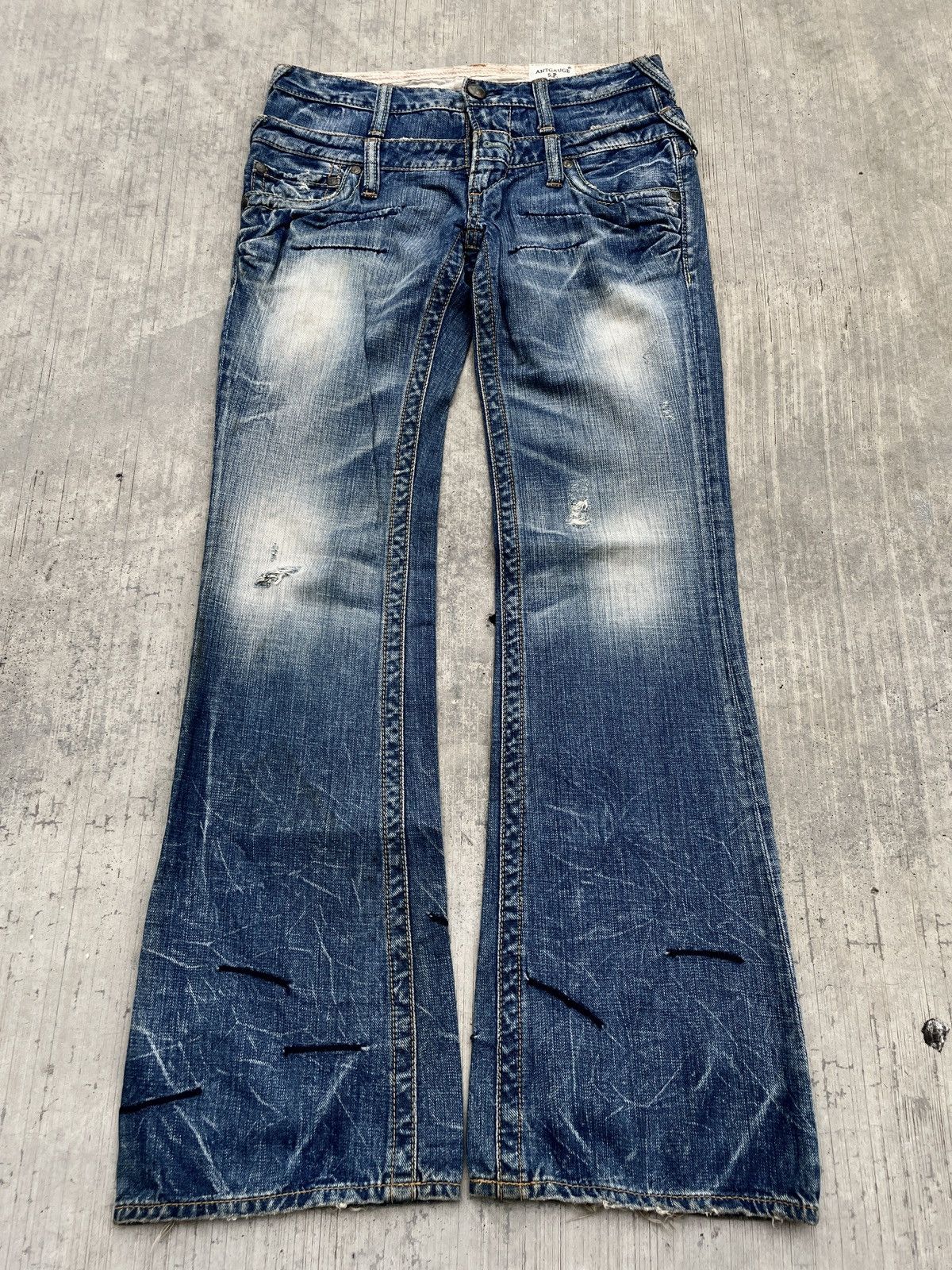 Japanese Brand 2000s JAPANESE BRAND ANTGAUGE DOUBLE WAIST MUDWASH FLARE Size US 30 / EU 46 - 1 Thumbnail