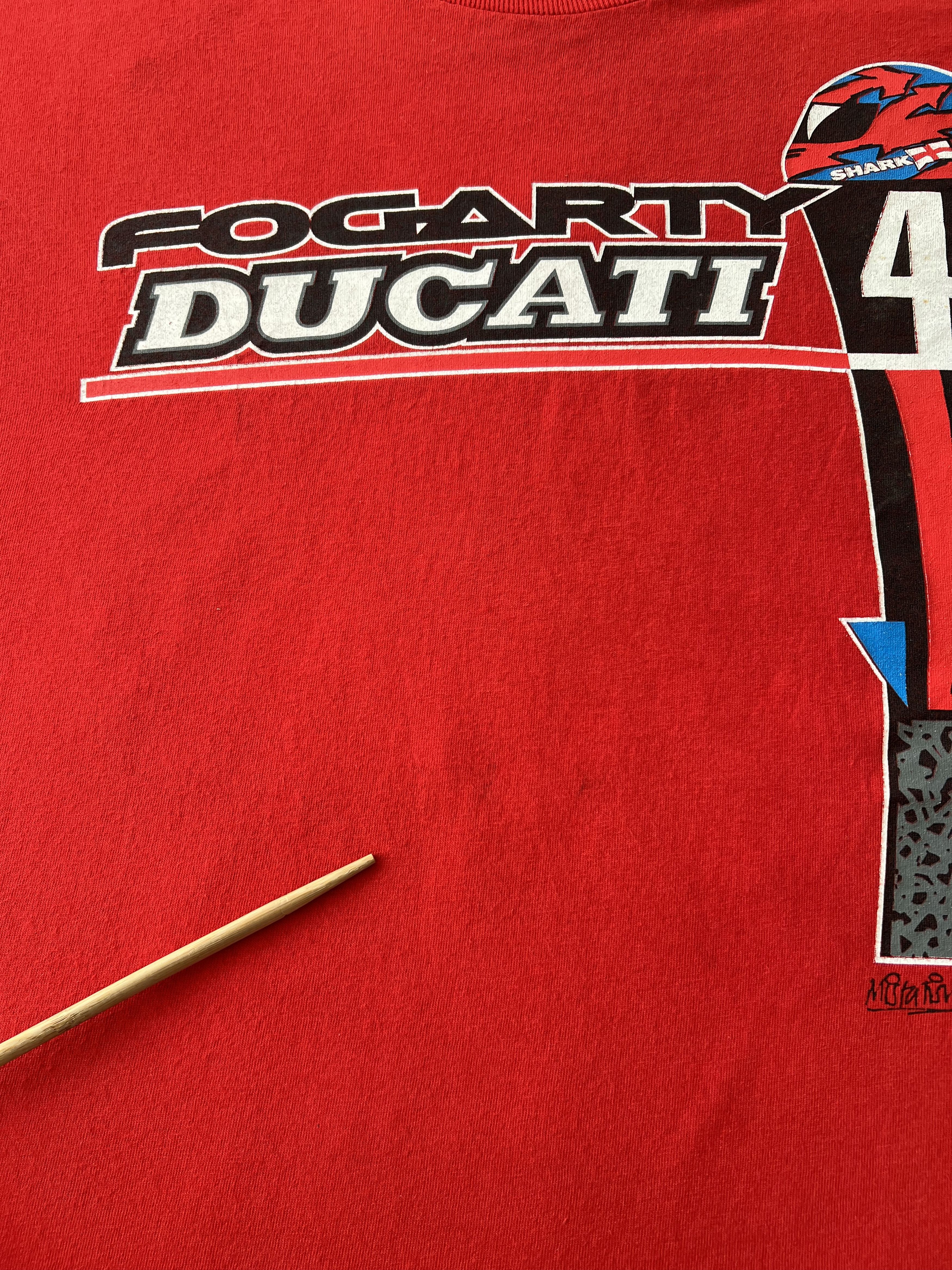 Ducati Vintage 90s Ducati Carl Fogarty Foggy Moto Racing T-shirt Size US XL / EU 56 / 4 - 9 Thumbnail