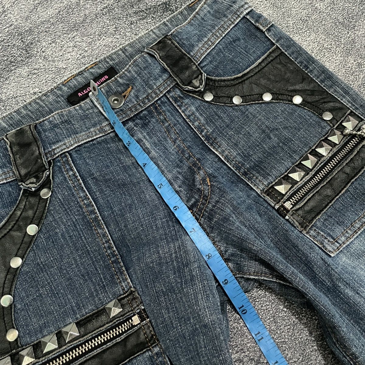 Flared Algonquins bondage punk studded denim pants