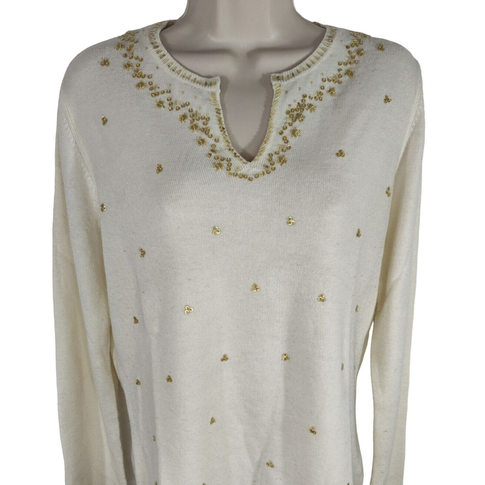 Vintage Vintage Ambra Pullover V-neck Sweater Women Size PL Cream Size L / US 10 / IT 46 - 2 Thumbnail