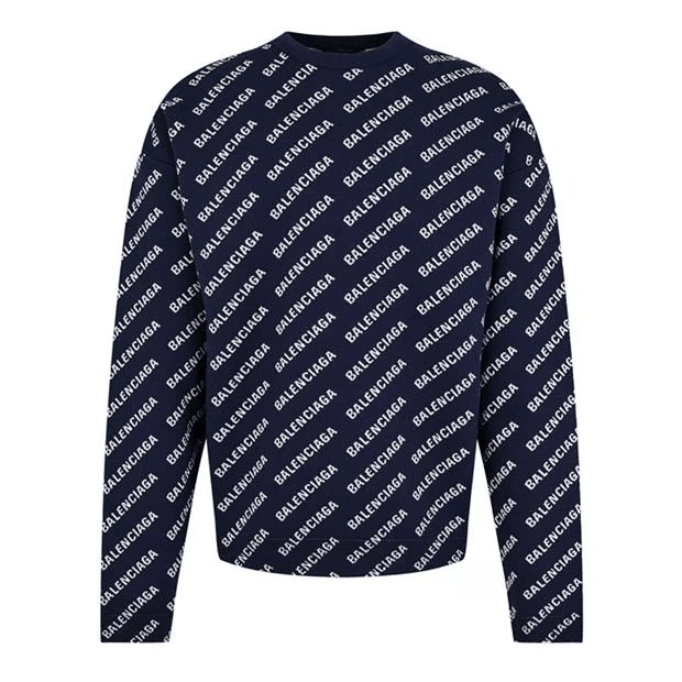 Balenciaga Logo Intarsia Cotton Blend Jumper Size US XL / EU 56 / 4 - 1 Thumbnail