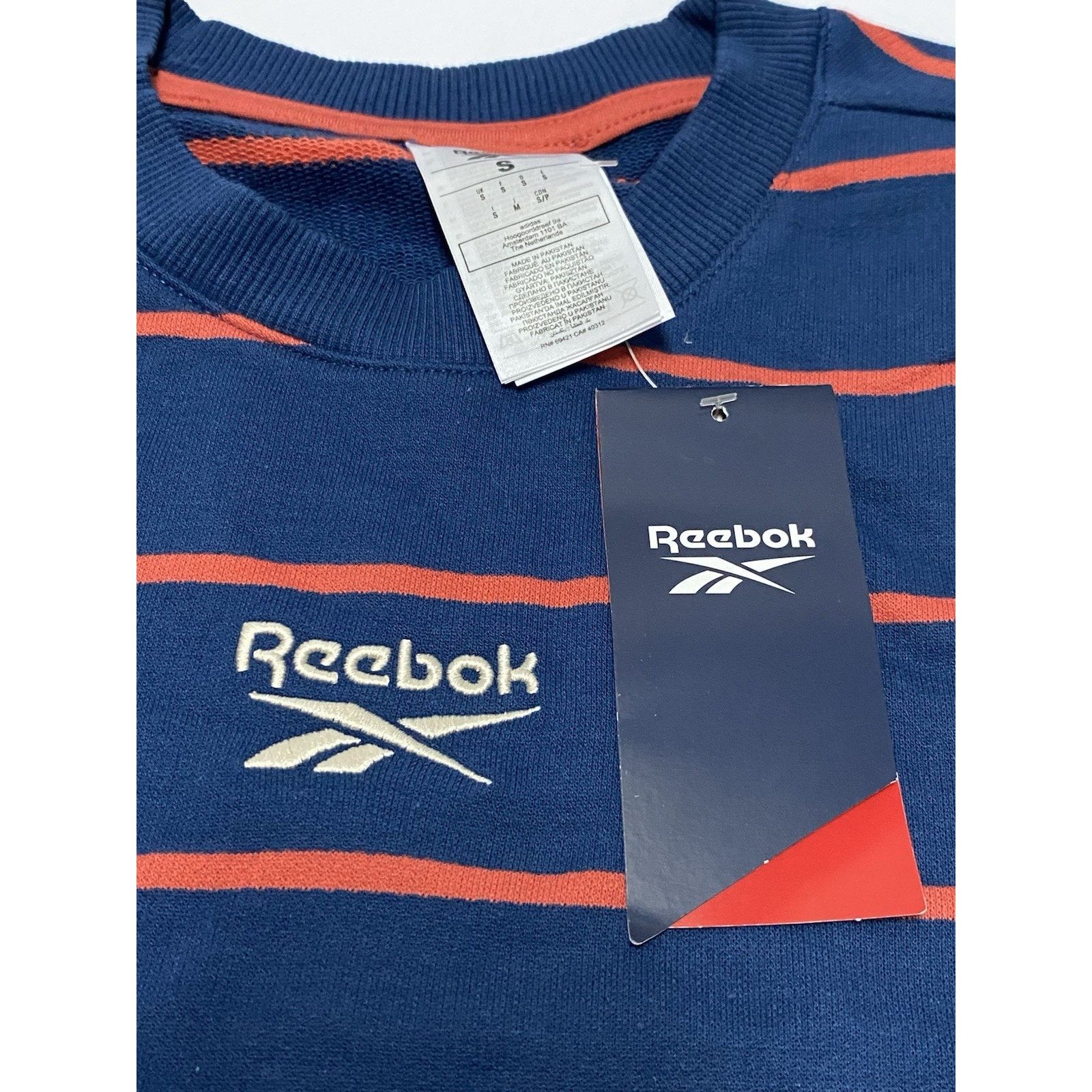 Reebok Reebok Men's Navy/Orange Size Small Pullover Crew Neck Size US S / EU 44-46 / 1 - 2 Thumbnail