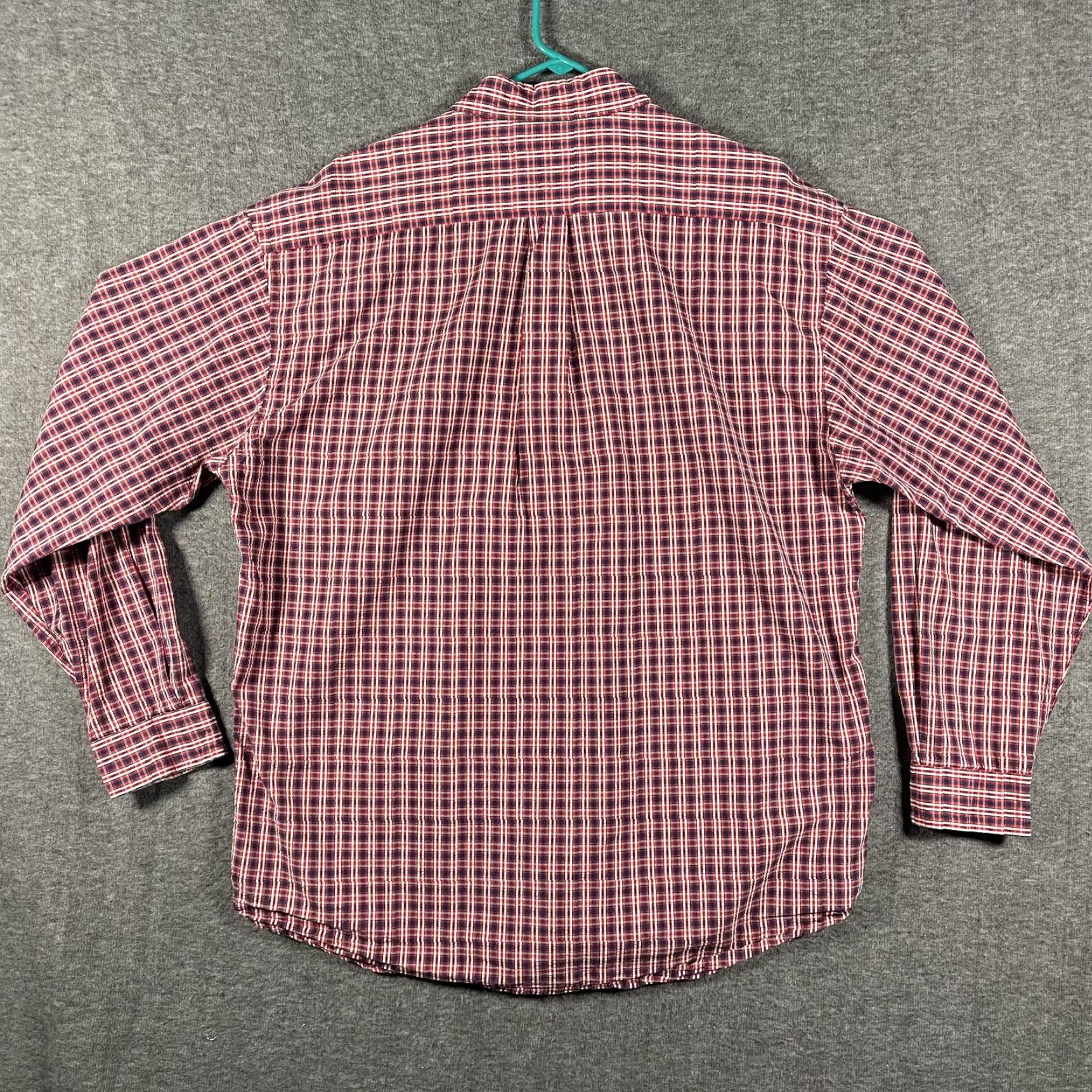 Tommy Hilfiger VINTAGE Tommy Hilfiger Shirt Mens XL Red Navy Plaid Button-Down Long Sleeve Crest Logo Size US XL / EU 56 / 4 - 3 Thumbnail
