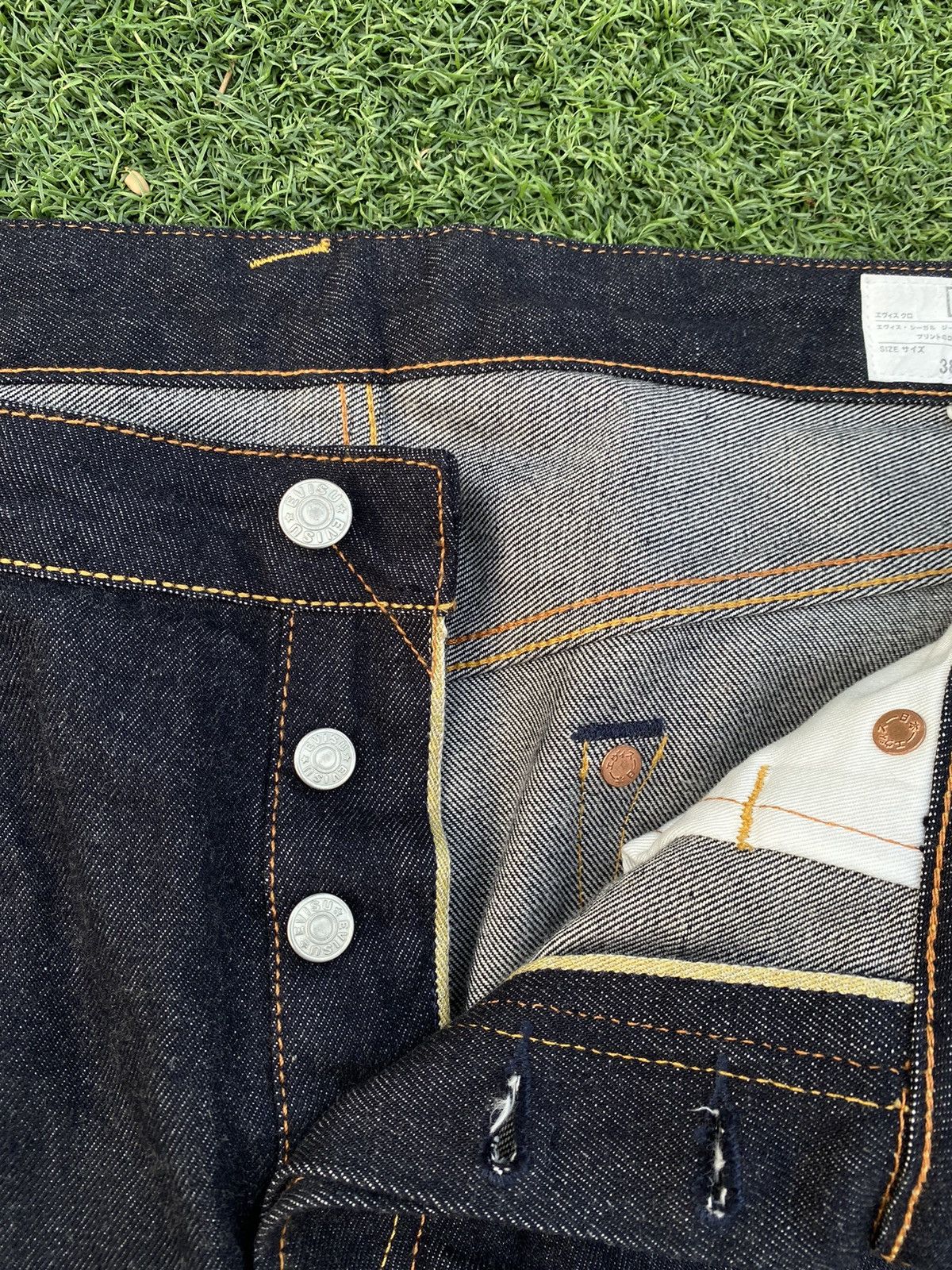 Evisu EVISU KURO JEANS WHITE SEA GULLS WITH GOLD SELVEDGE Size US 38 / EU 54 - 8 Thumbnail
