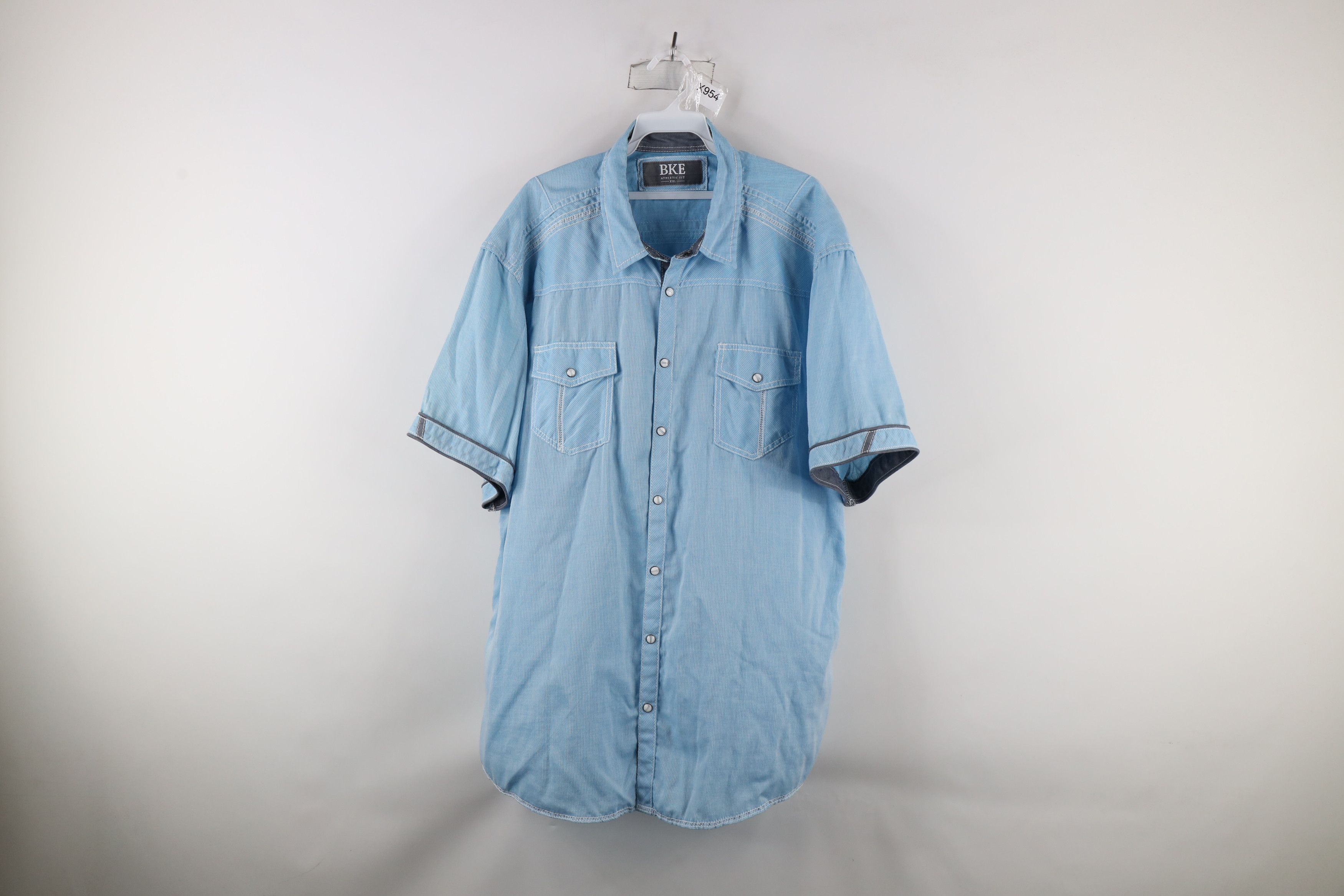 Vintage Bke Buckle Fit Thick Stitch Short Sleeve Snap Button Shirt Size US XXL / EU 58 / 5 - 1 Thumbnail